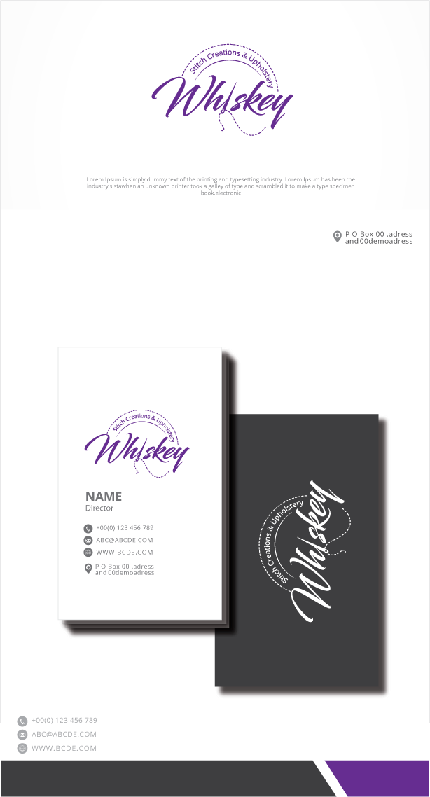 Diseño de Logo por zebronicgraphic para Whiskey Stitch Creation & Upholstery | Diseño #35452808