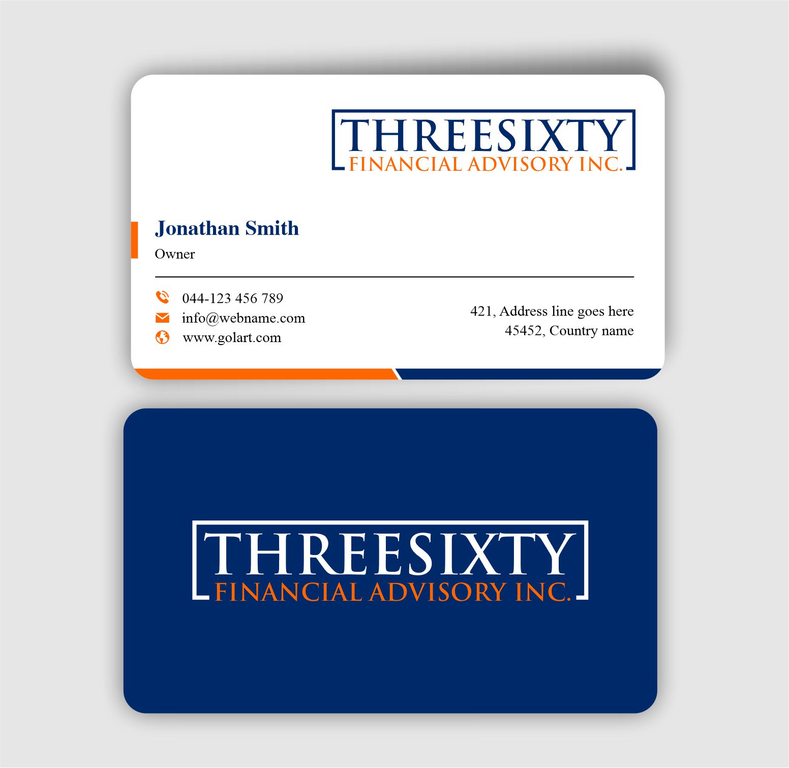 Business Card Design by JS Desiger for ThreeSixty Financial Advisory Inc. | Design #35496356