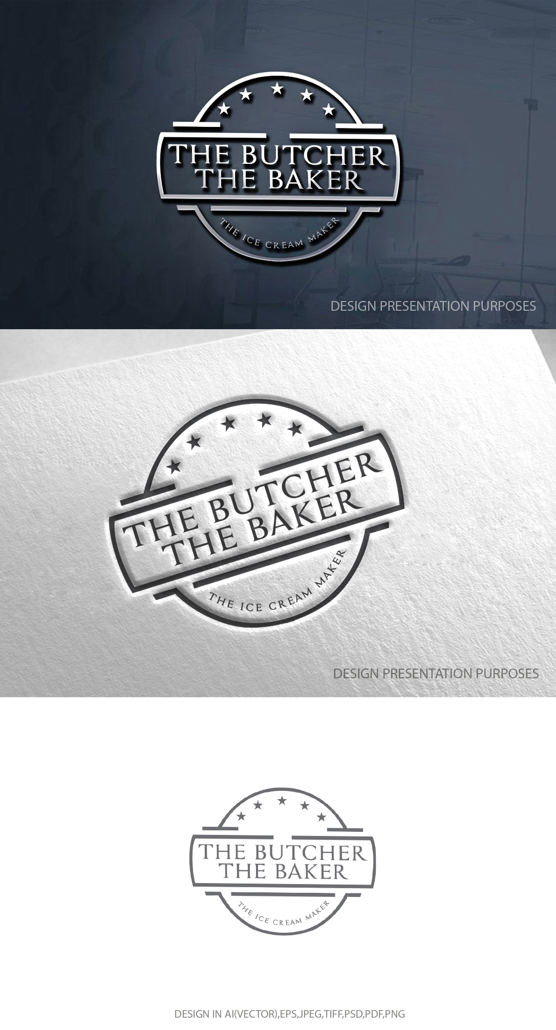 Logo-Design von zebronicgraphic für The Butcher The Baker The Ice Cream Maker | Design #35460884