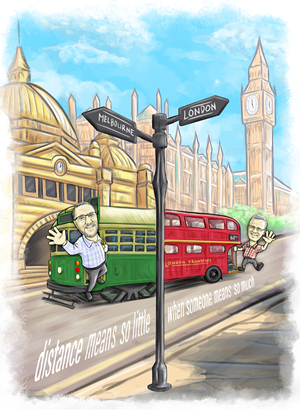 60th Birthday Illustration &amp; 2nd image of 35 years of friendship