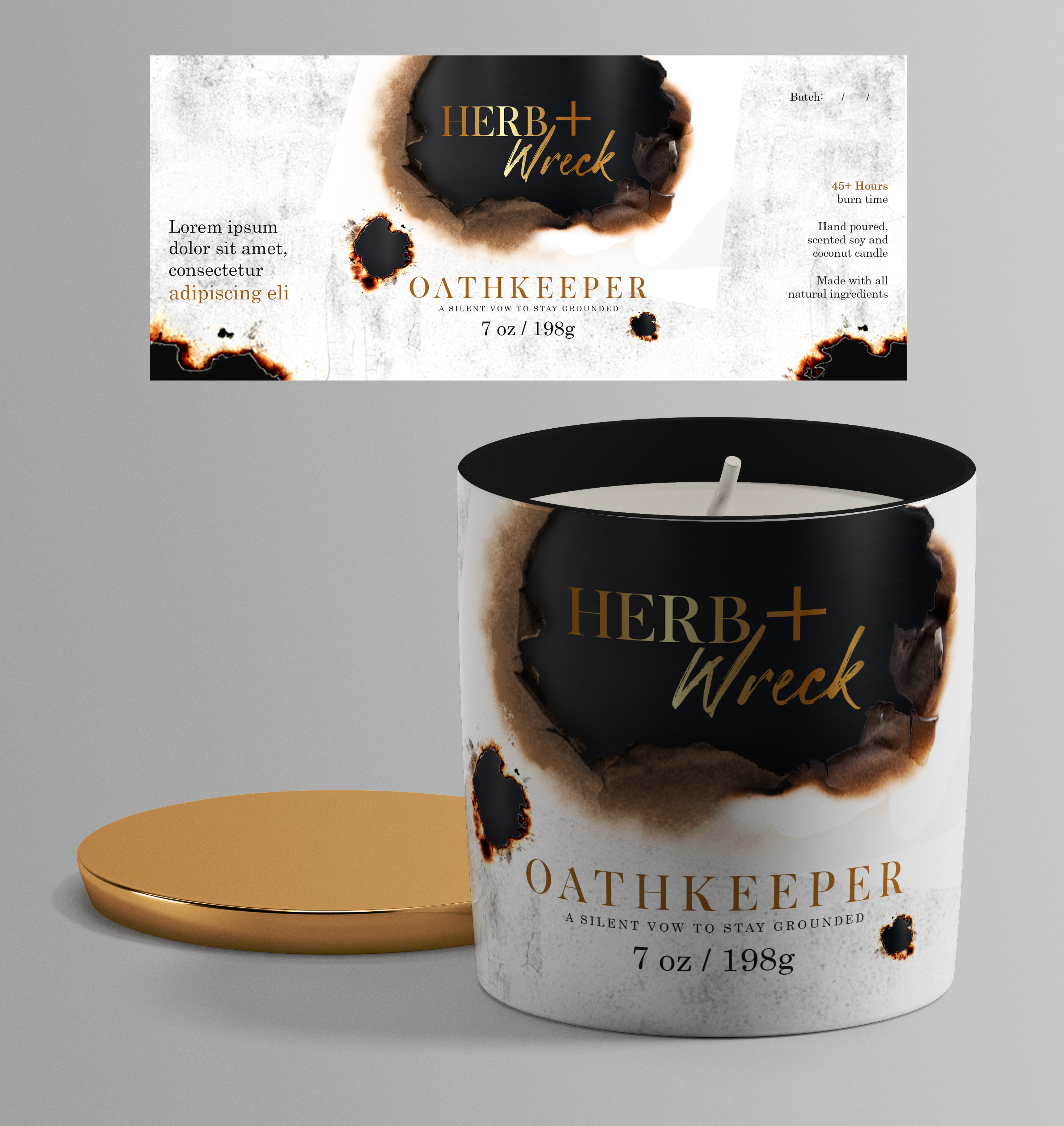 Label Design by Graphic Storm for Herb + Wreck Candle Company | Design #35473635