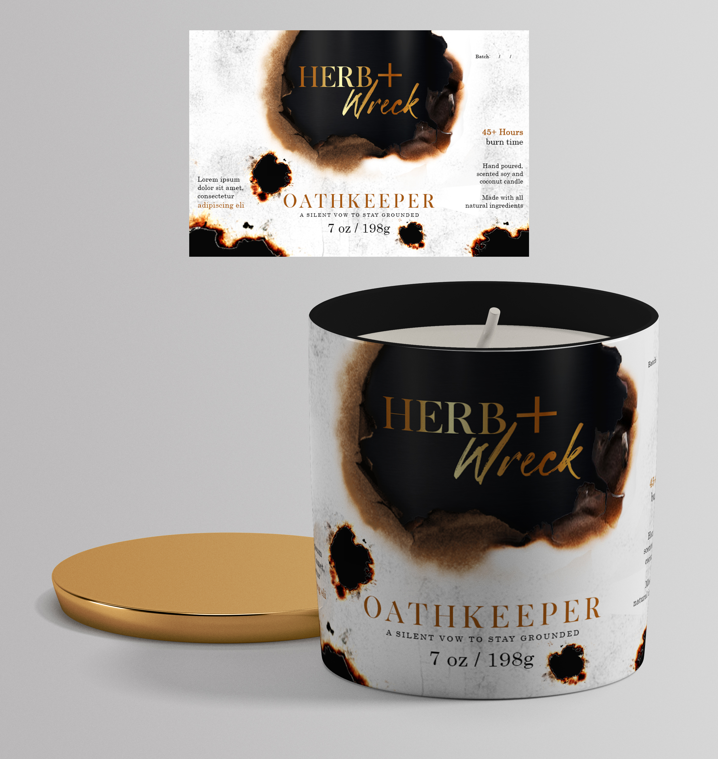 Label Design by Graphic Storm for Herb + Wreck Candle Company | Design #35478324