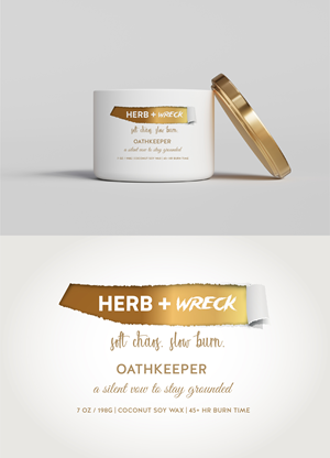 Label Design by KickArt for Herb + Wreck Candle Company | Design: #35475068