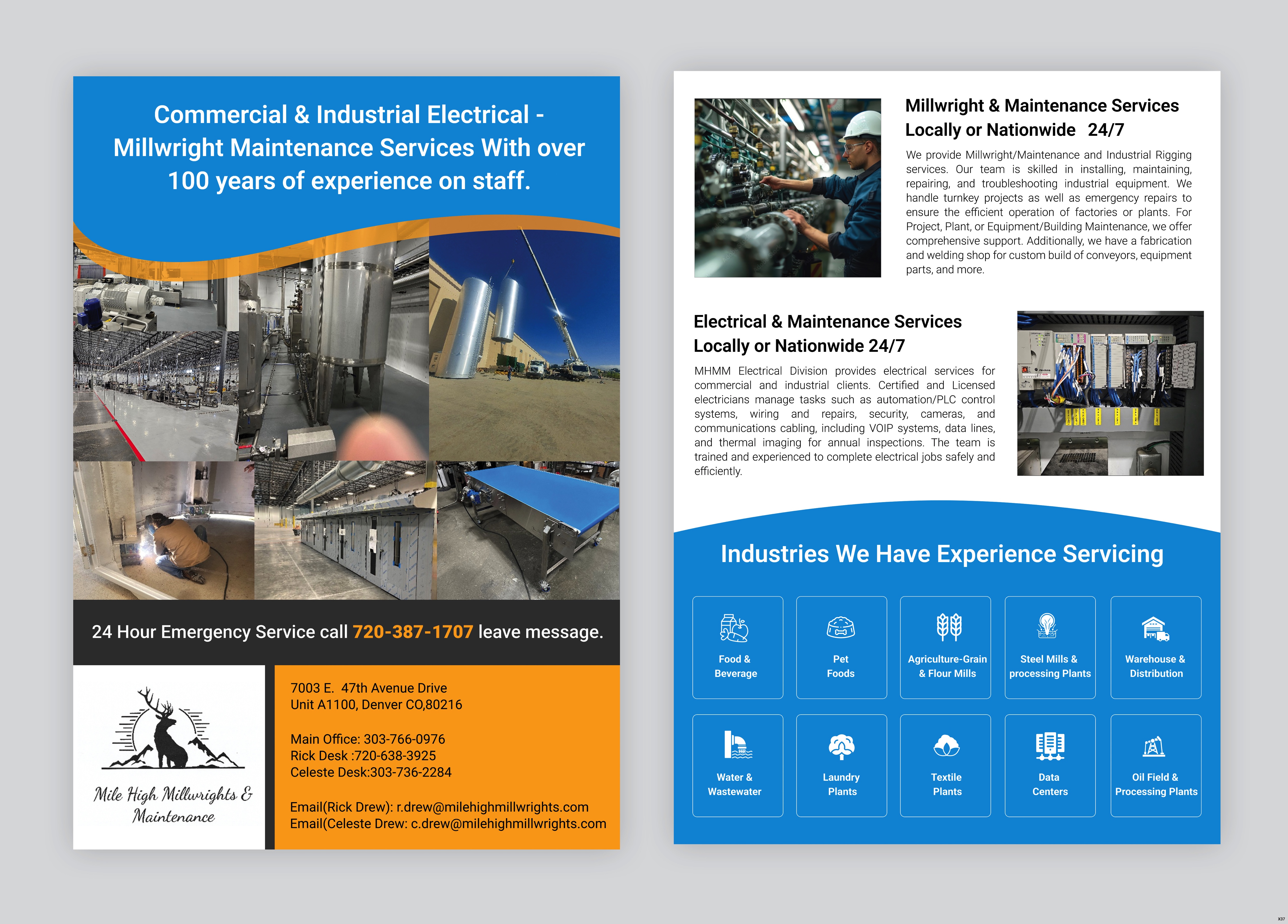 Flyer Design by pb for Mile High Millwrights and Maintenance | Design #35480766