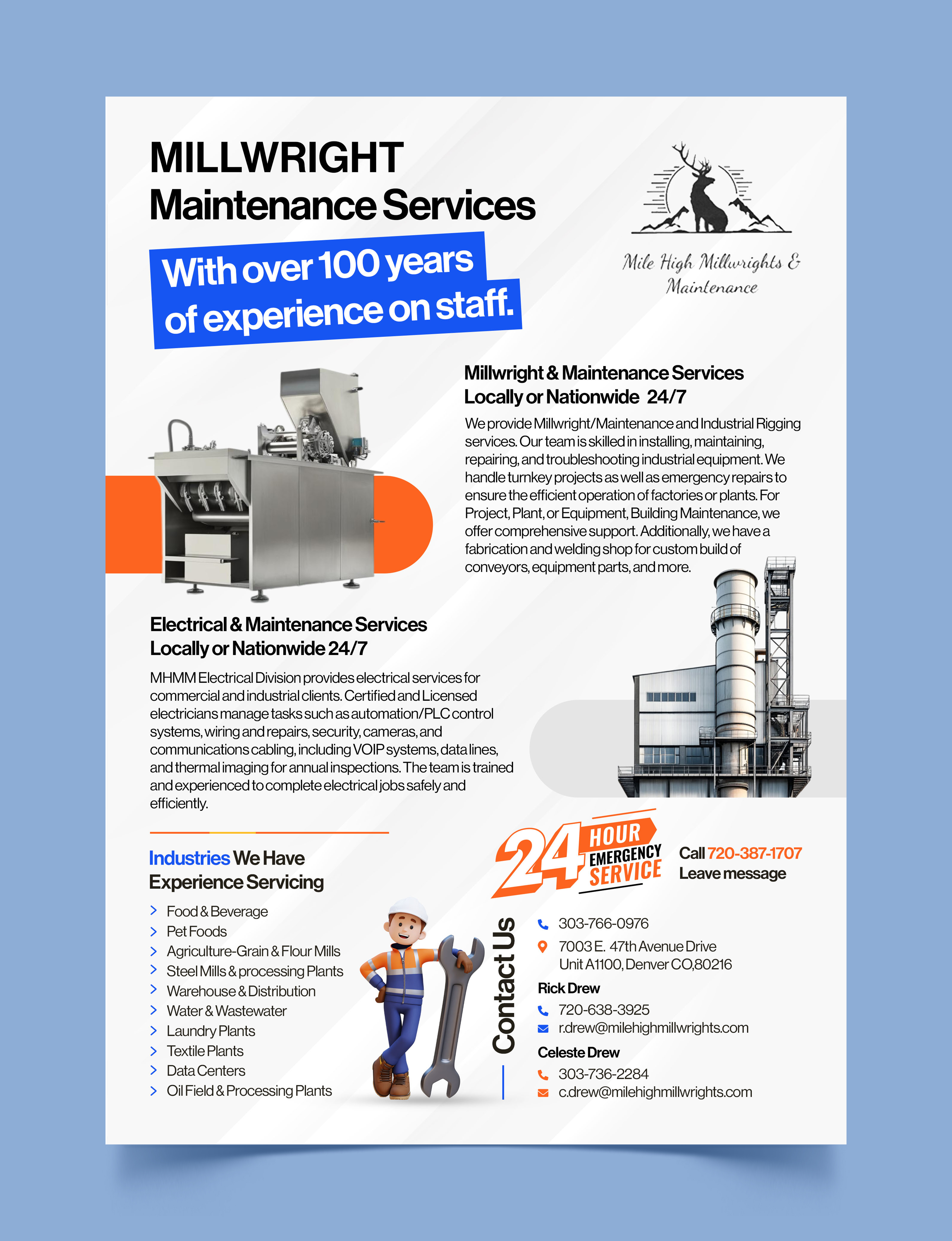 Flyer Design by Graphic Guy for Mile High Millwrights and Maintenance | Design #35479559