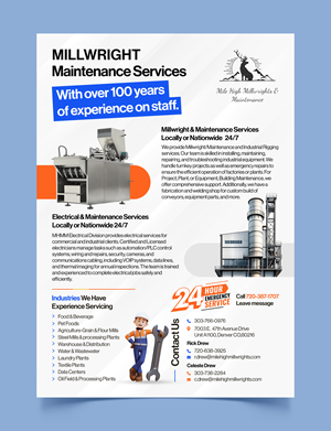 Flyer-Design von Graphic Guy für Mile High Millwrights and Maintenance | Design #35479559