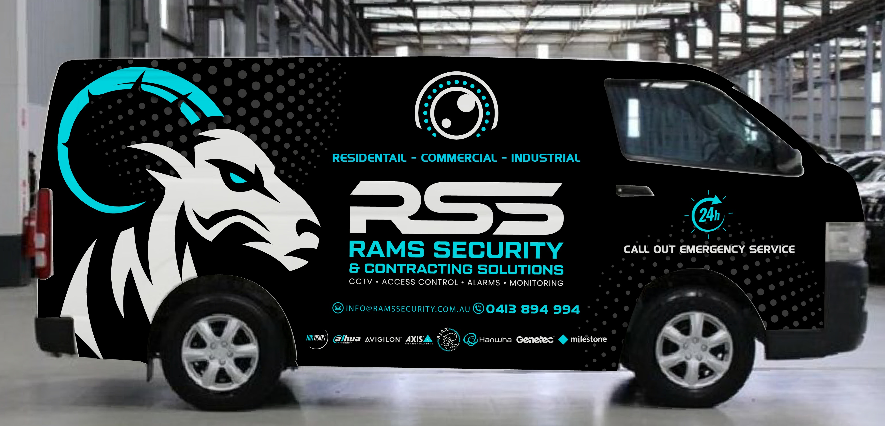 Diseño de Rotulación de Vehículo por Kira Graphics para Rams Security Solutions | Diseño #35530412