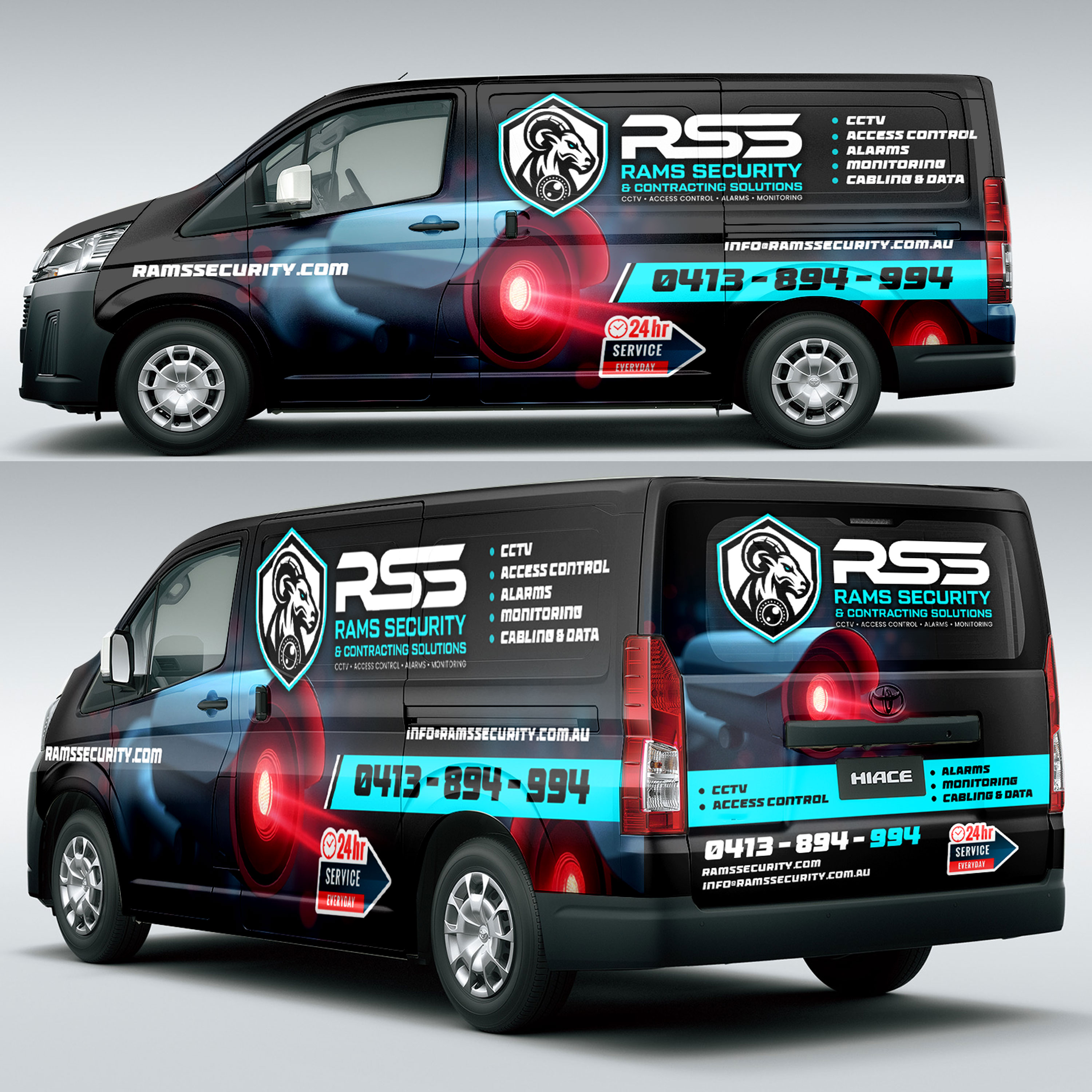Car Wrap Design by DESIGN SOLUTIONS 007 for Rams Security Solutions | Design #35516710