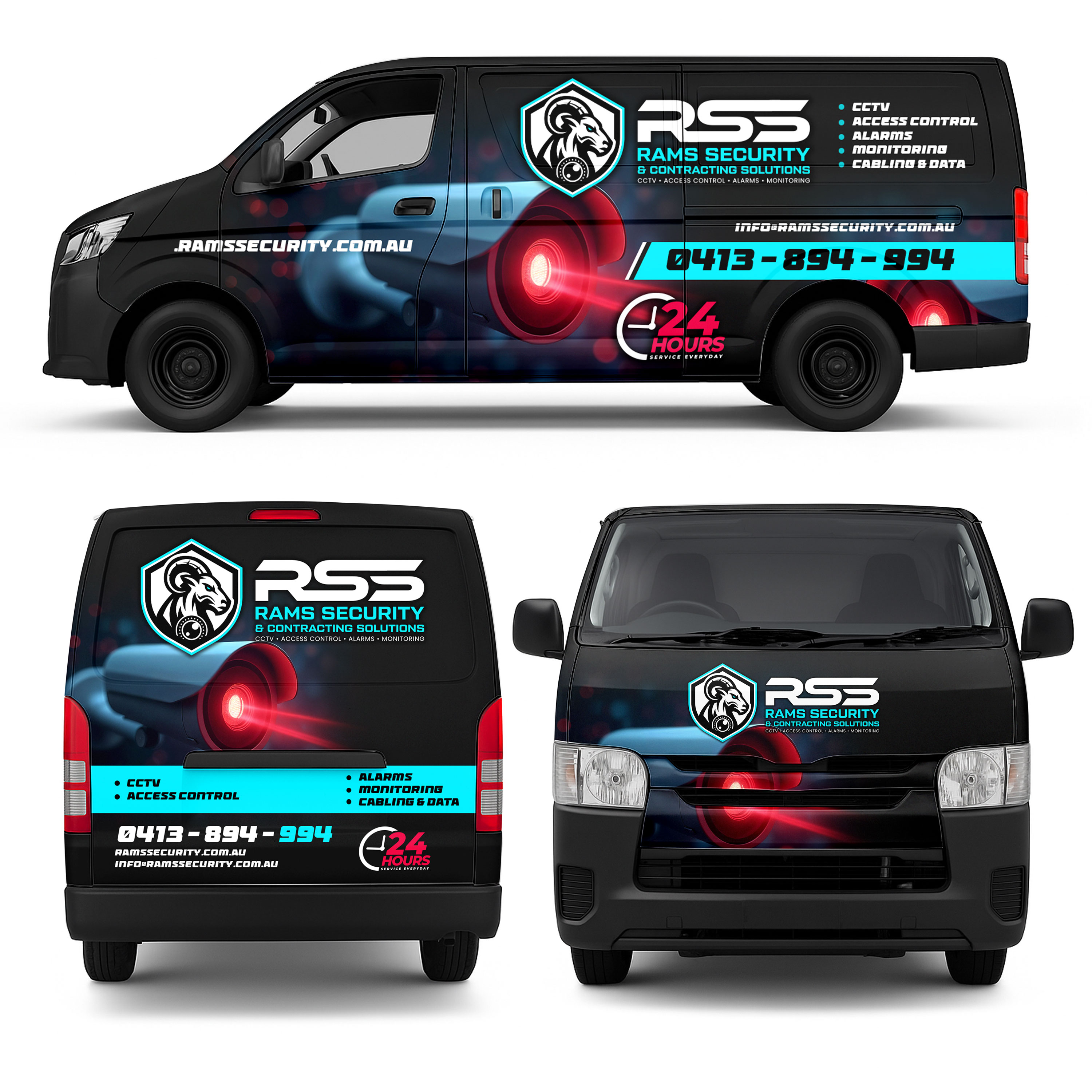 Car Wrap Design by DESIGN SOLUTIONS 007 for Rams Security Solutions | Design #35521900