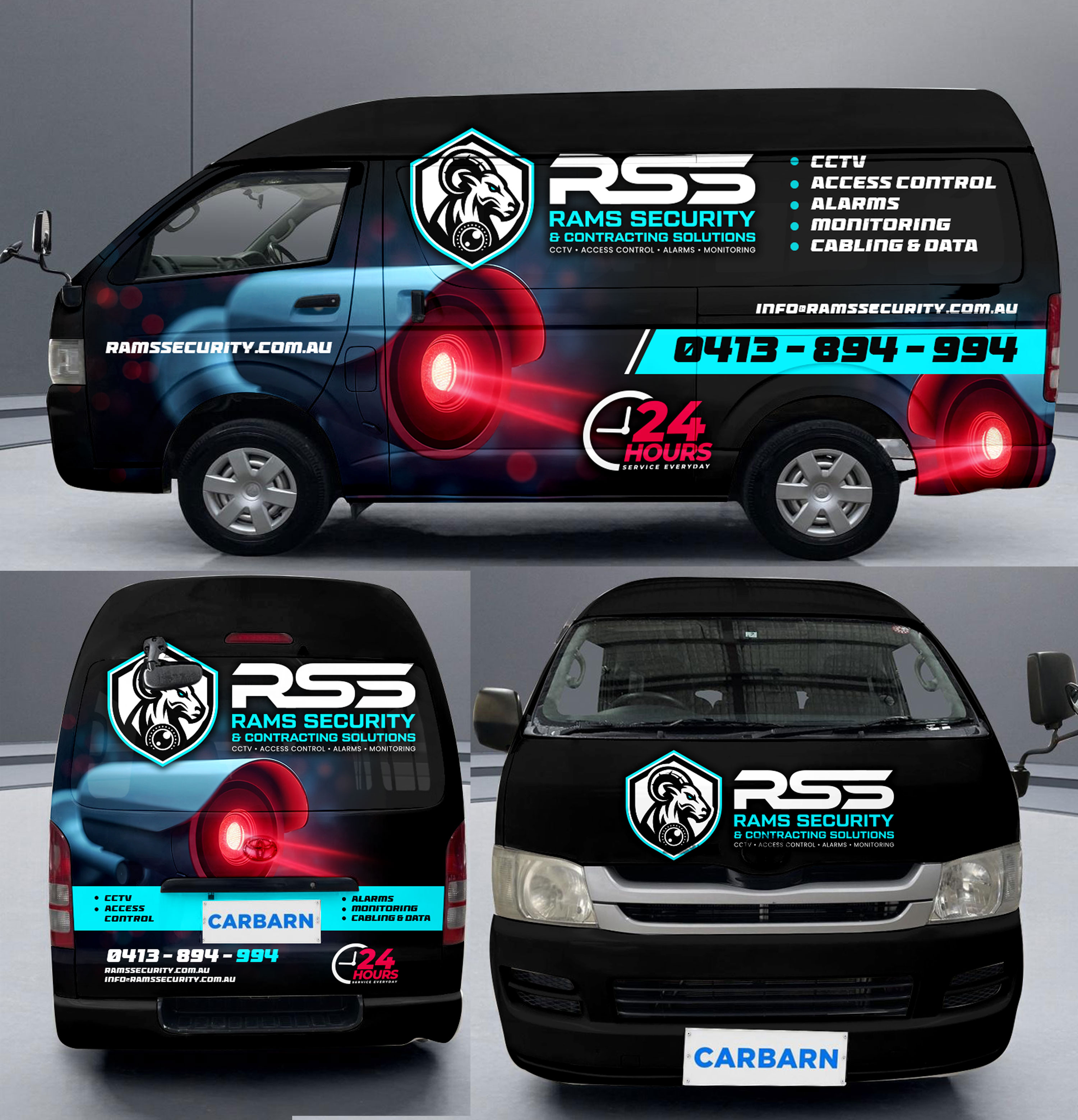 Car Wrap Design by DESIGN SOLUTIONS 007 for Rams Security Solutions | Design #35523191