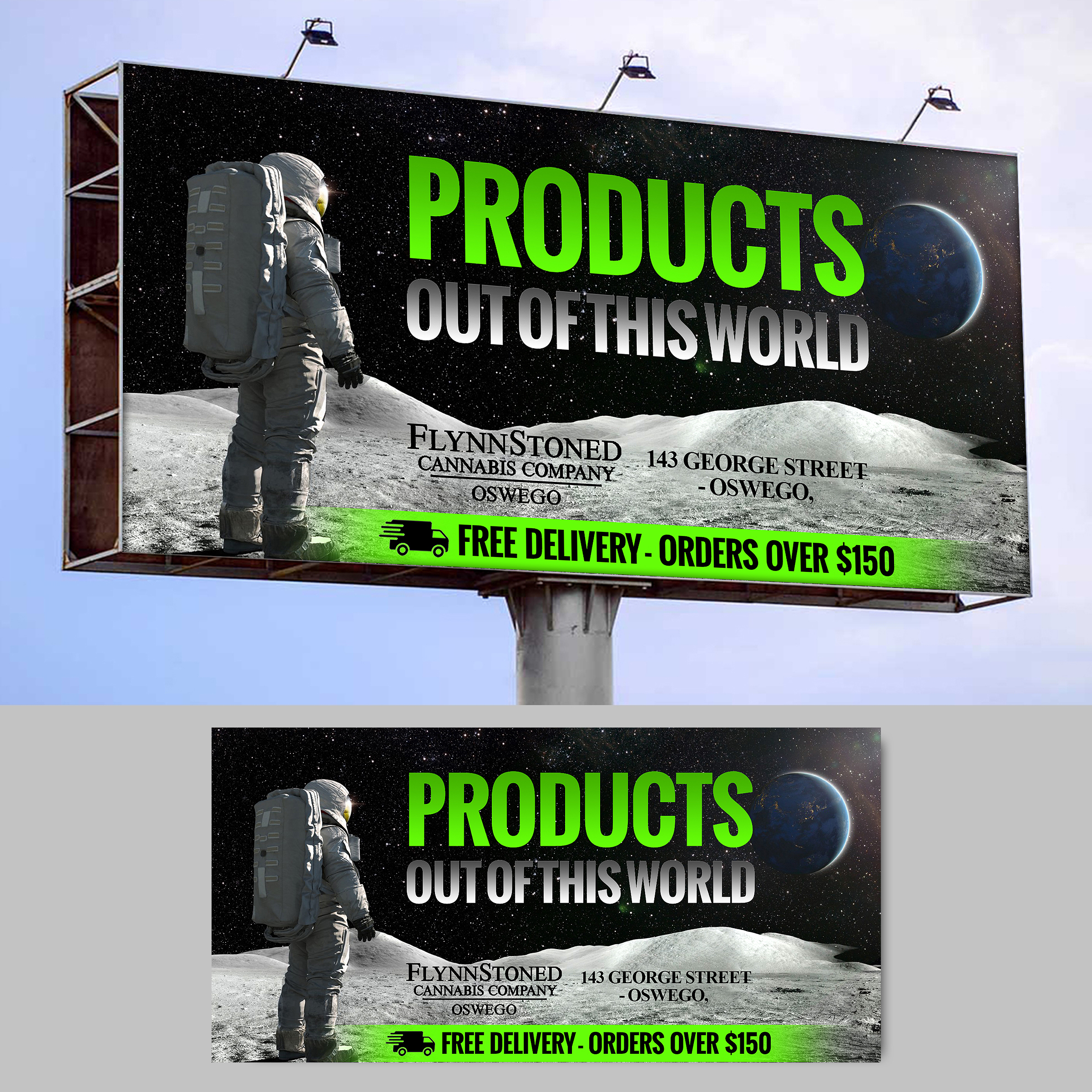 Diseño de Cartelera por Designers Hub para FlynnStoned Cannabis Company  | Diseño #35509277