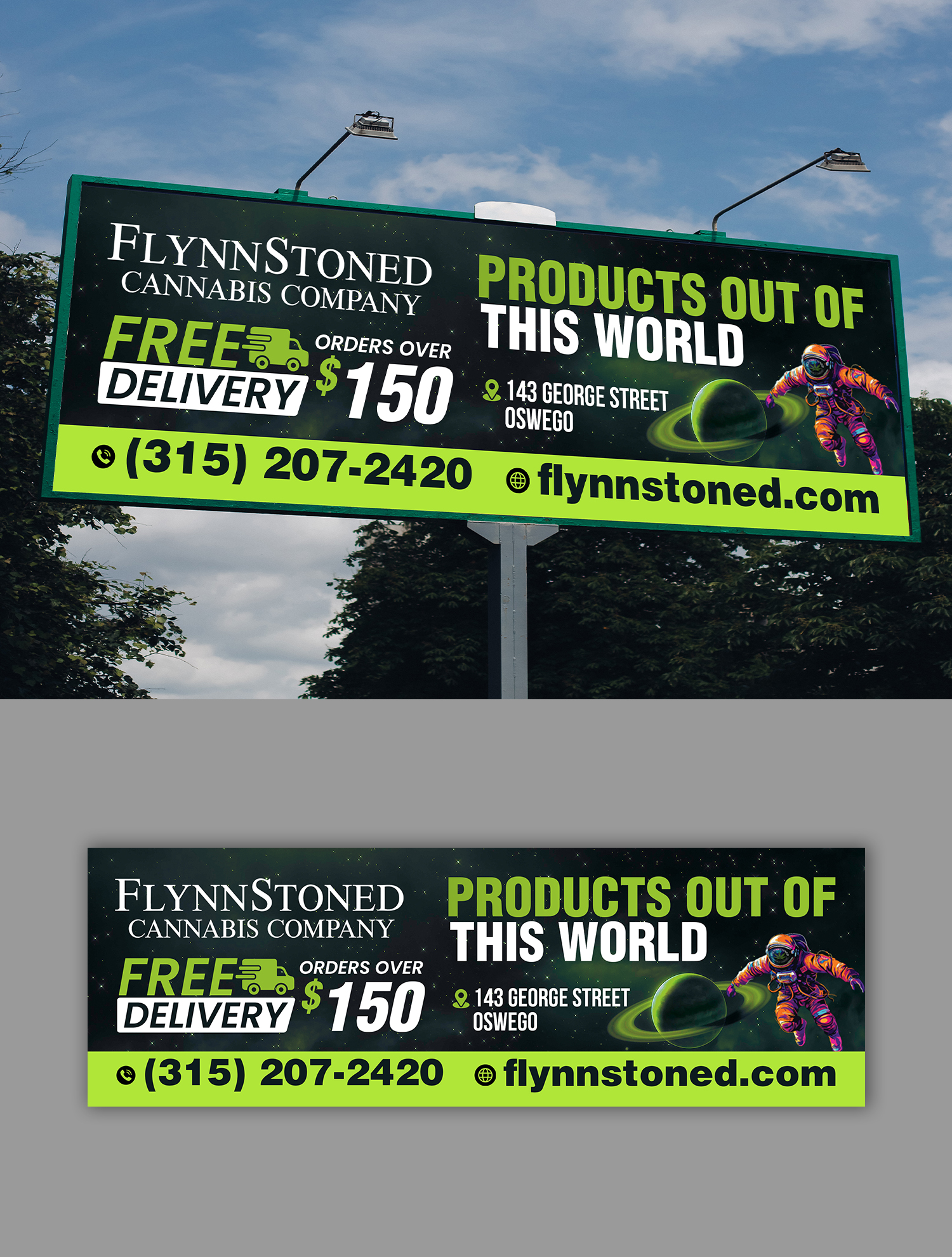 Diseño de Cartelera por debdesign para FlynnStoned Cannabis Company  | Diseño #35505198