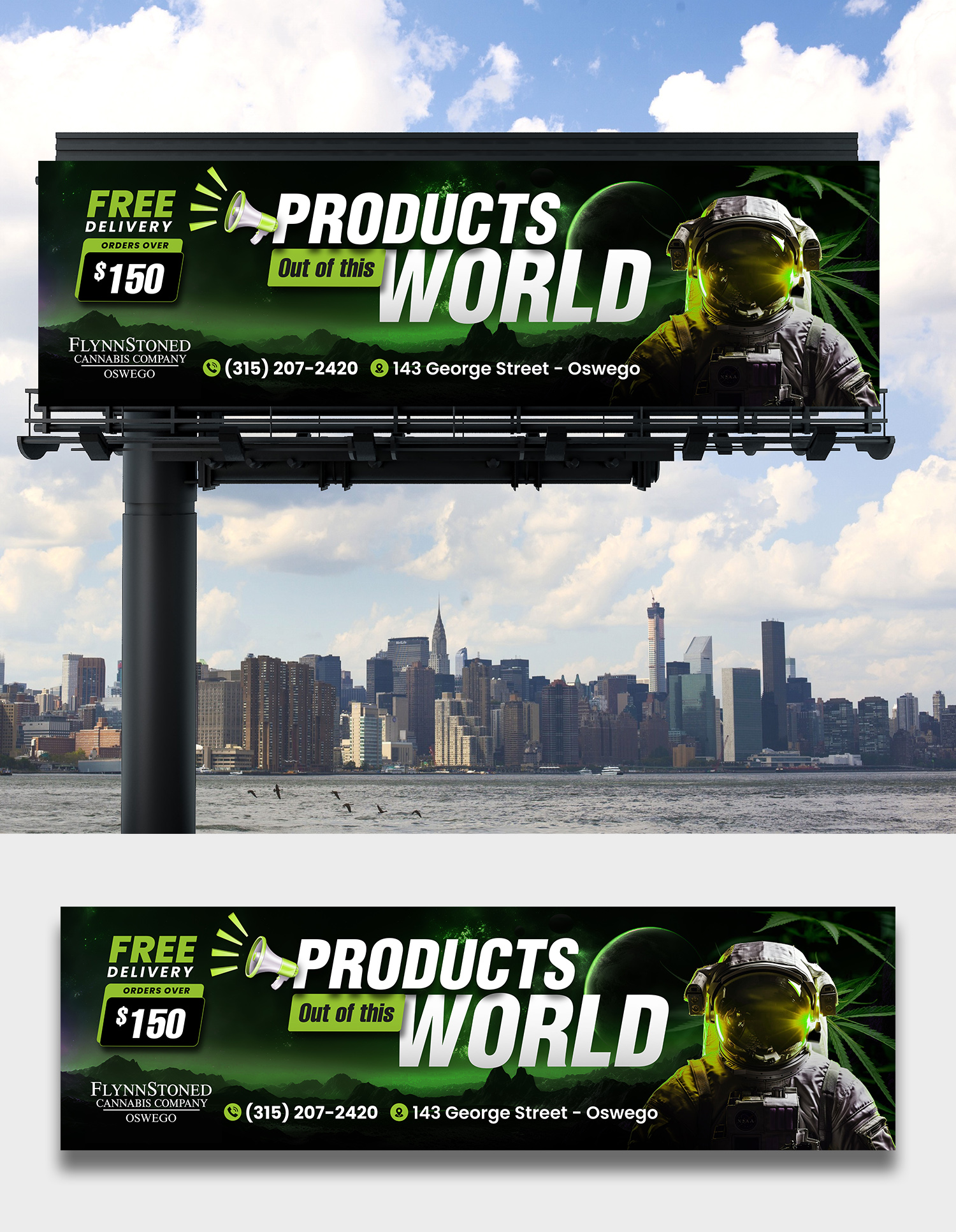 Diseño de Cartelera por debdesign para FlynnStoned Cannabis Company  | Diseño #35505481