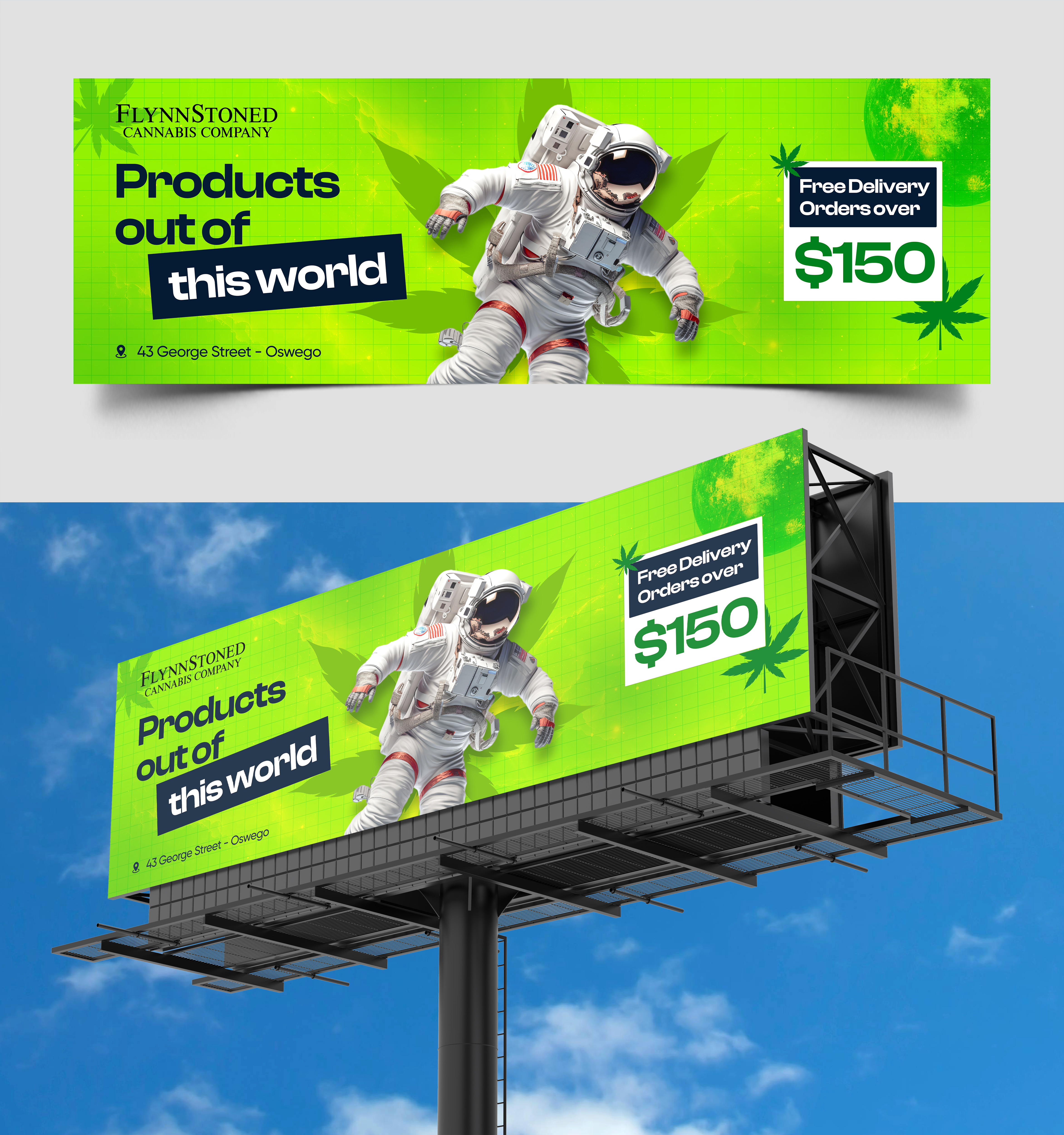 Billboard Design by Graphic Guy for FlynnStoned Cannabis Company  | Design #35510237