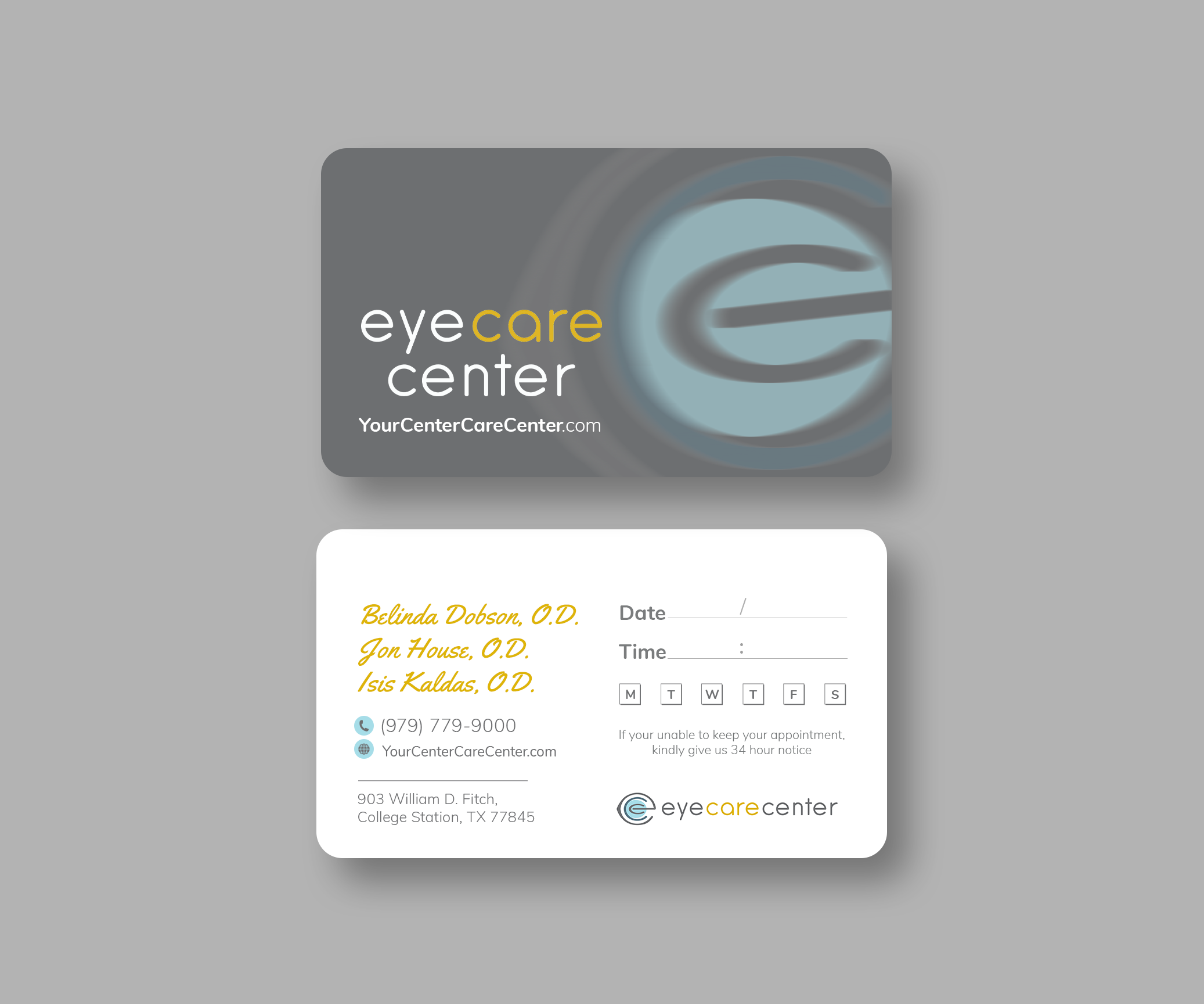 Design de Carte de Visite par Andrés Sebastián pour Eye Care Center | Design #35534237