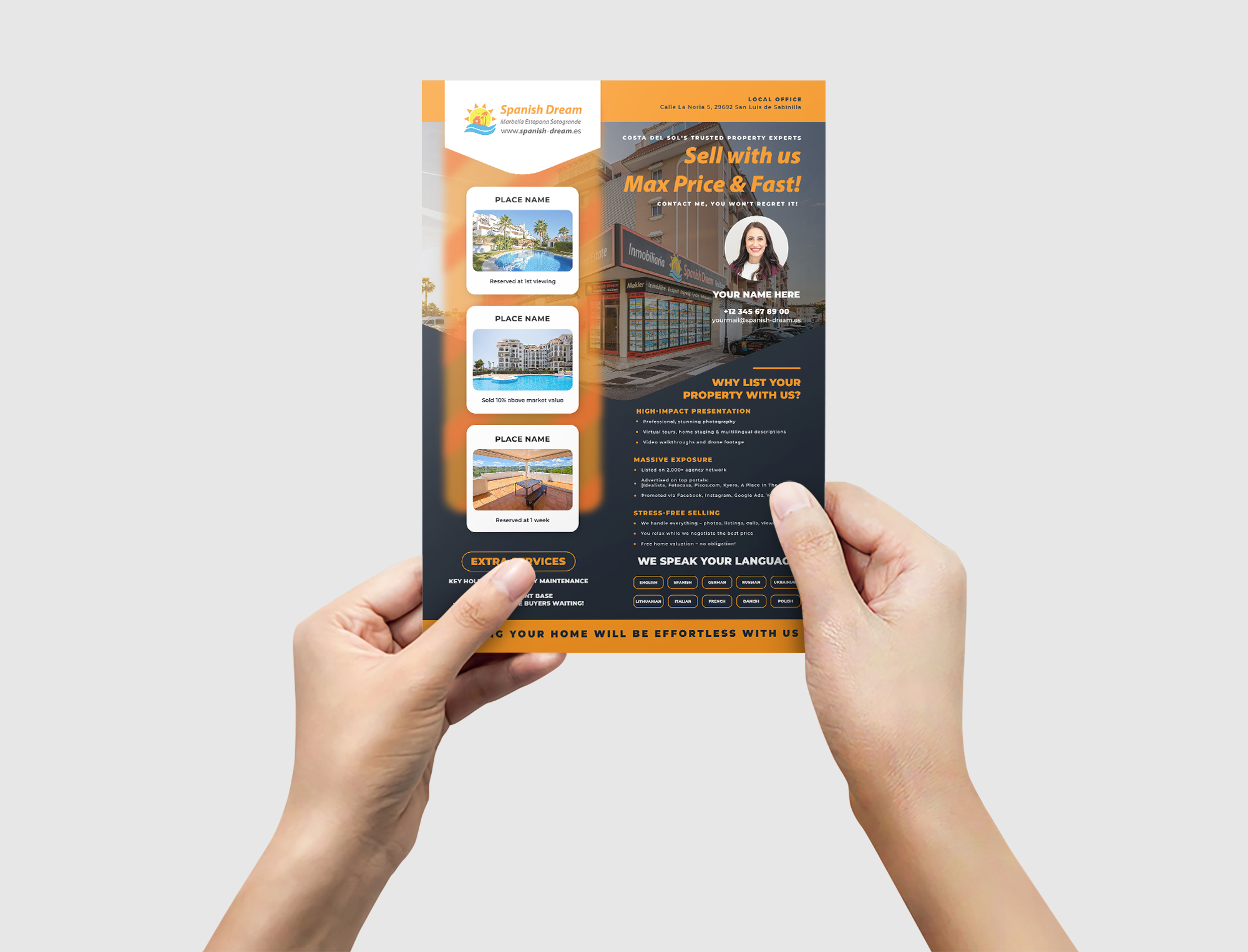 Flyer Design by Designed by MS for Spanish Dream Real Estate S.L., B75628917 | Design #35593183