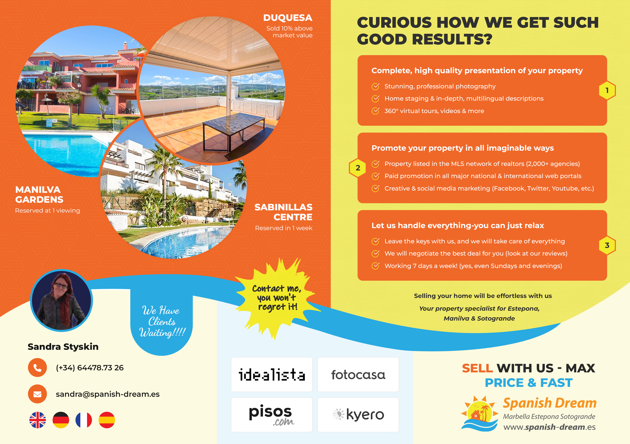 Flyer Design by pb for Spanish Dream Real Estate S.L., B75628917 | Design #35577864