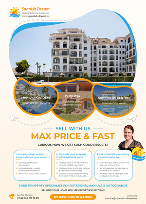 Flyer-Design von pb für Spanish Dream Real Estate S.L., B75628917 | Design: #35577866