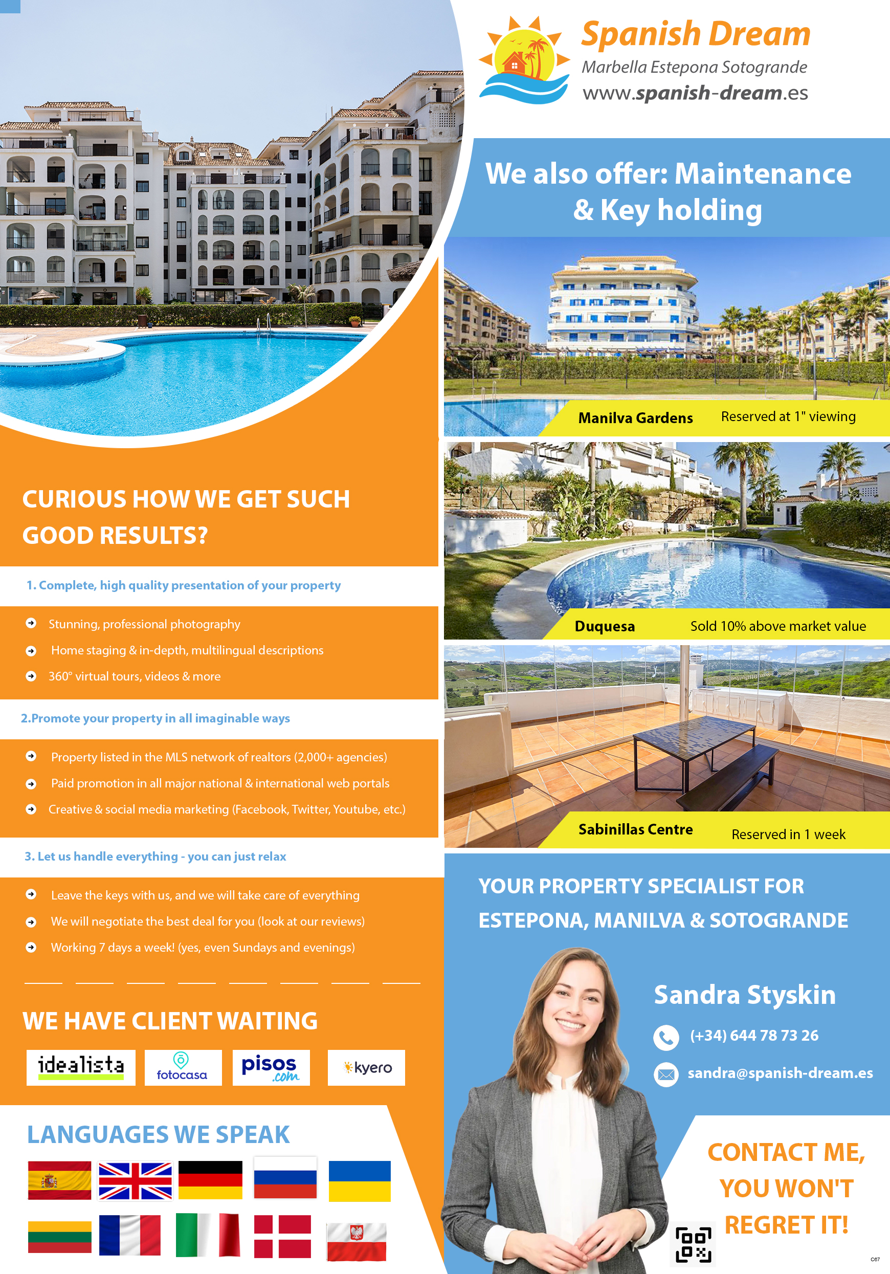 Flyer Design by pb for Spanish Dream Real Estate S.L., B75628917 | Design #35577878