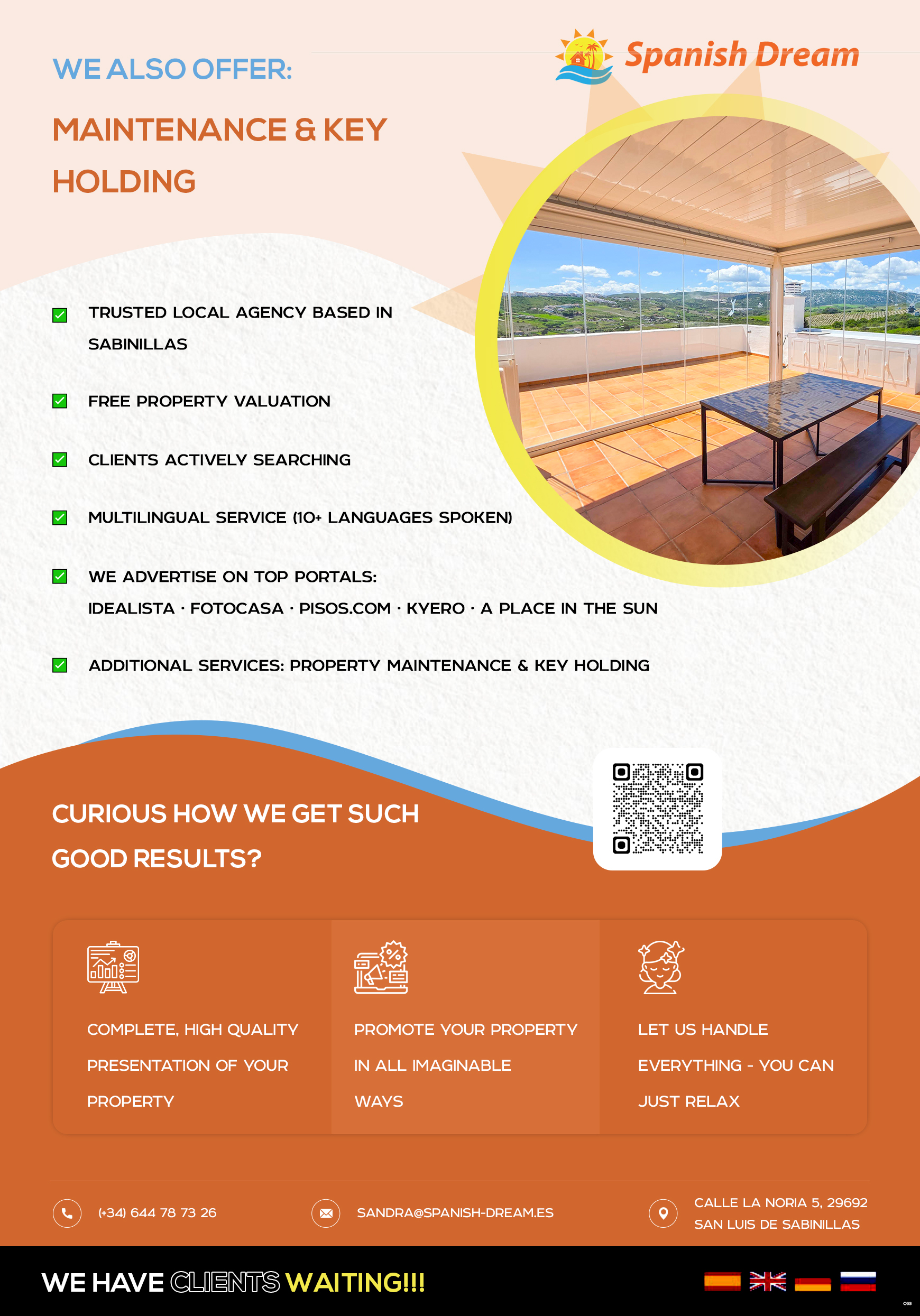 Flyer Design by pb for Spanish Dream Real Estate S.L., B75628917 | Design #35577880