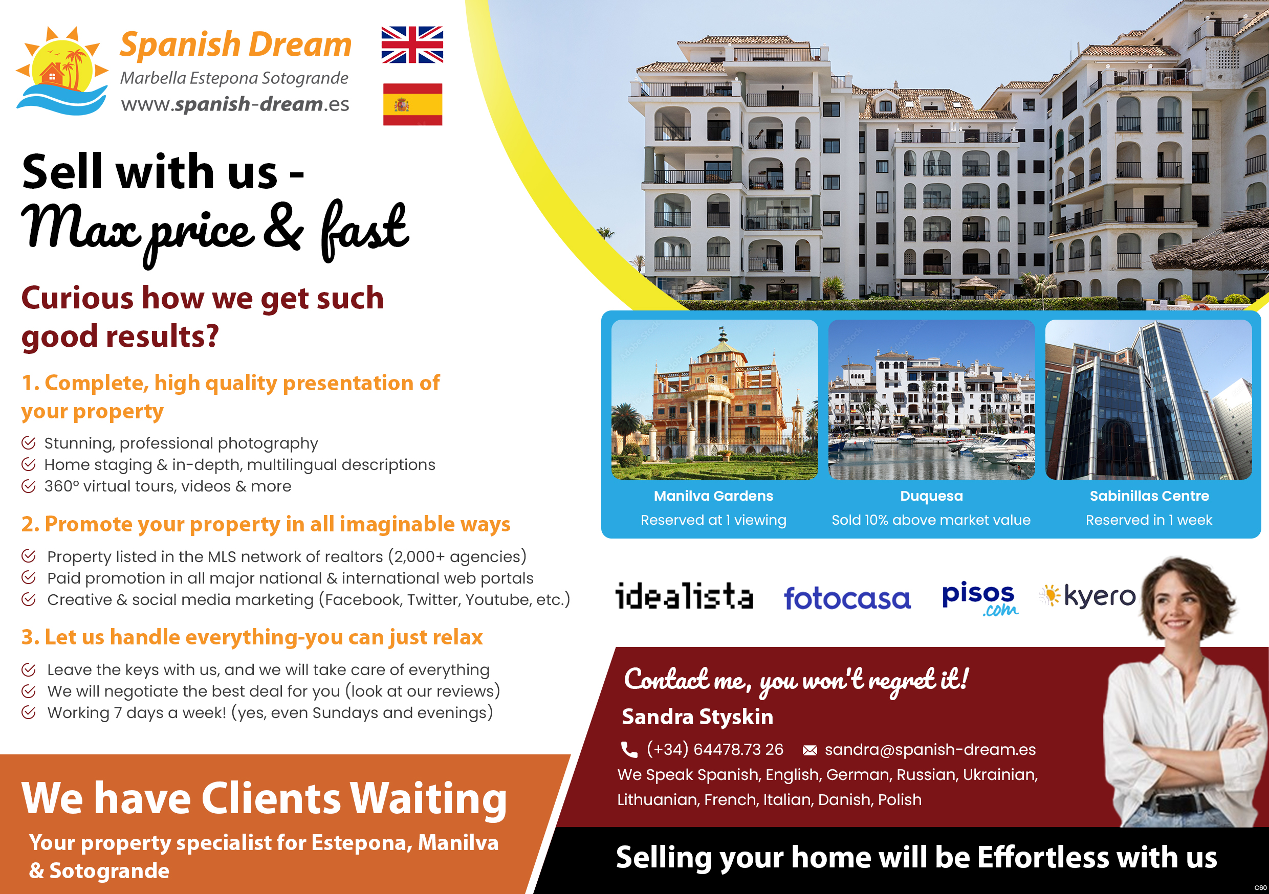 Flyer Design by pb for Spanish Dream Real Estate S.L., B75628917 | Design #35577881