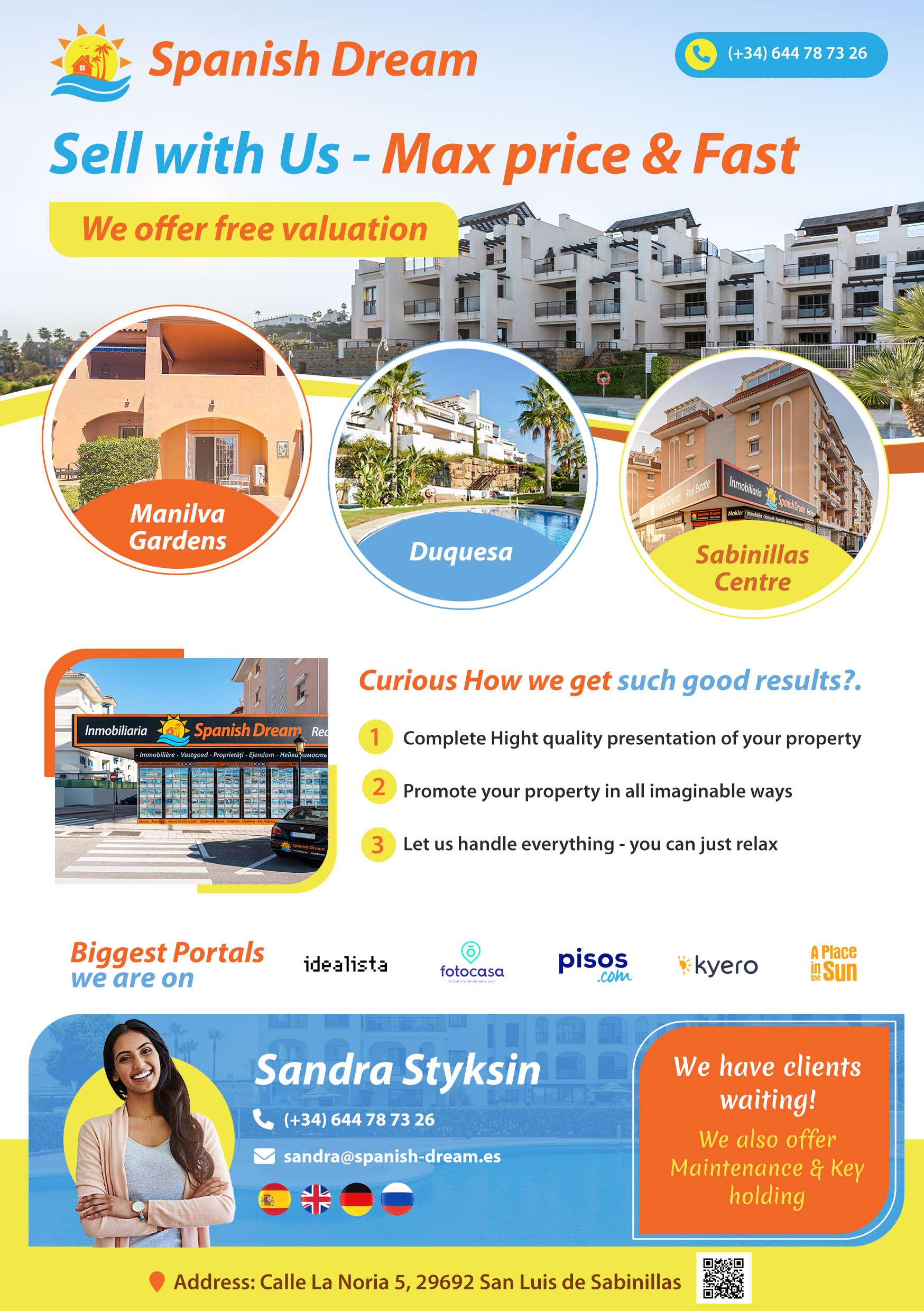 Flyer Design by pb for Spanish Dream Real Estate S.L., B75628917 | Design #35597992