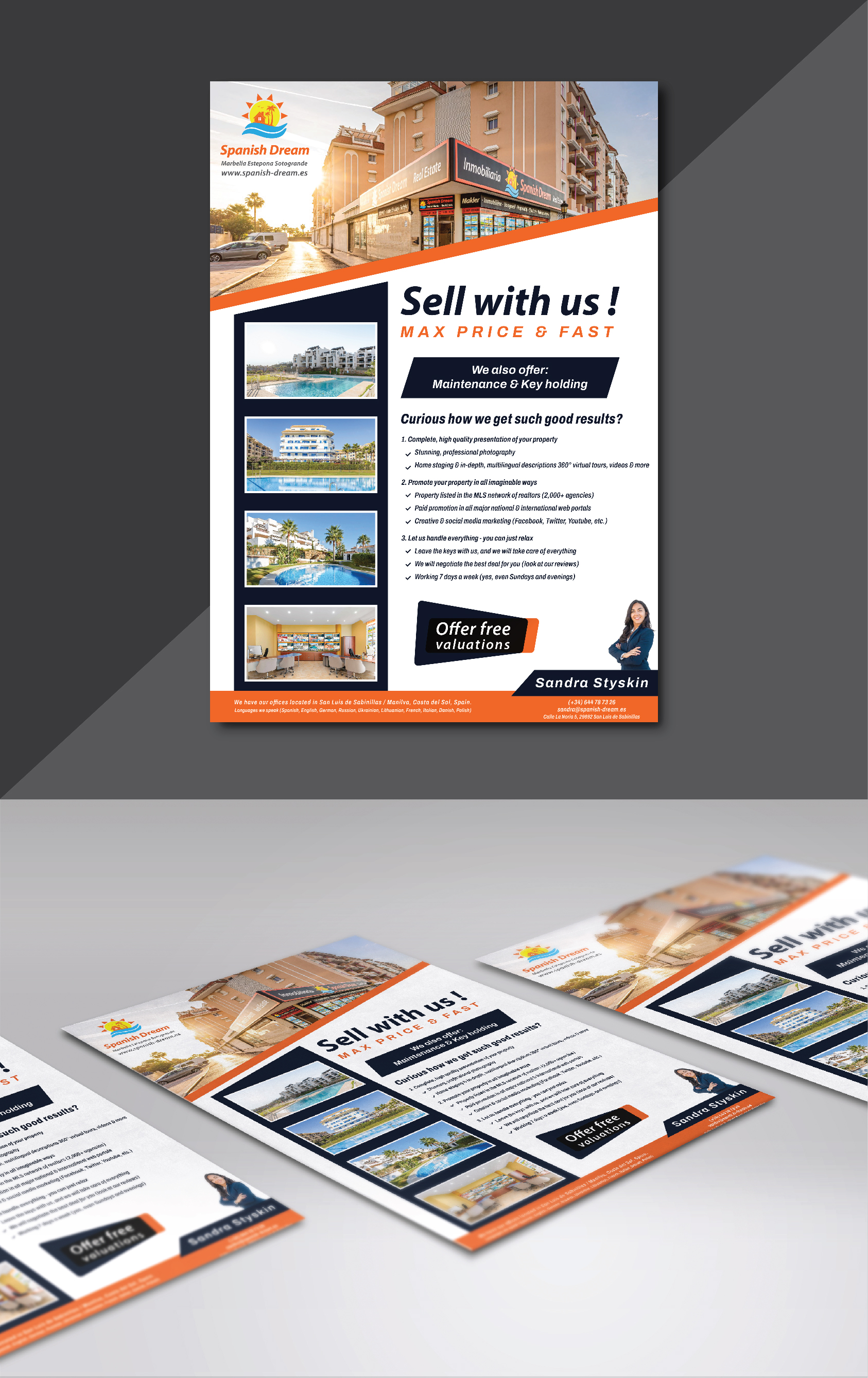 Flyer-Design von Deziners Zone für Spanish Dream Real Estate S.L., B75628917 | Design #35587553