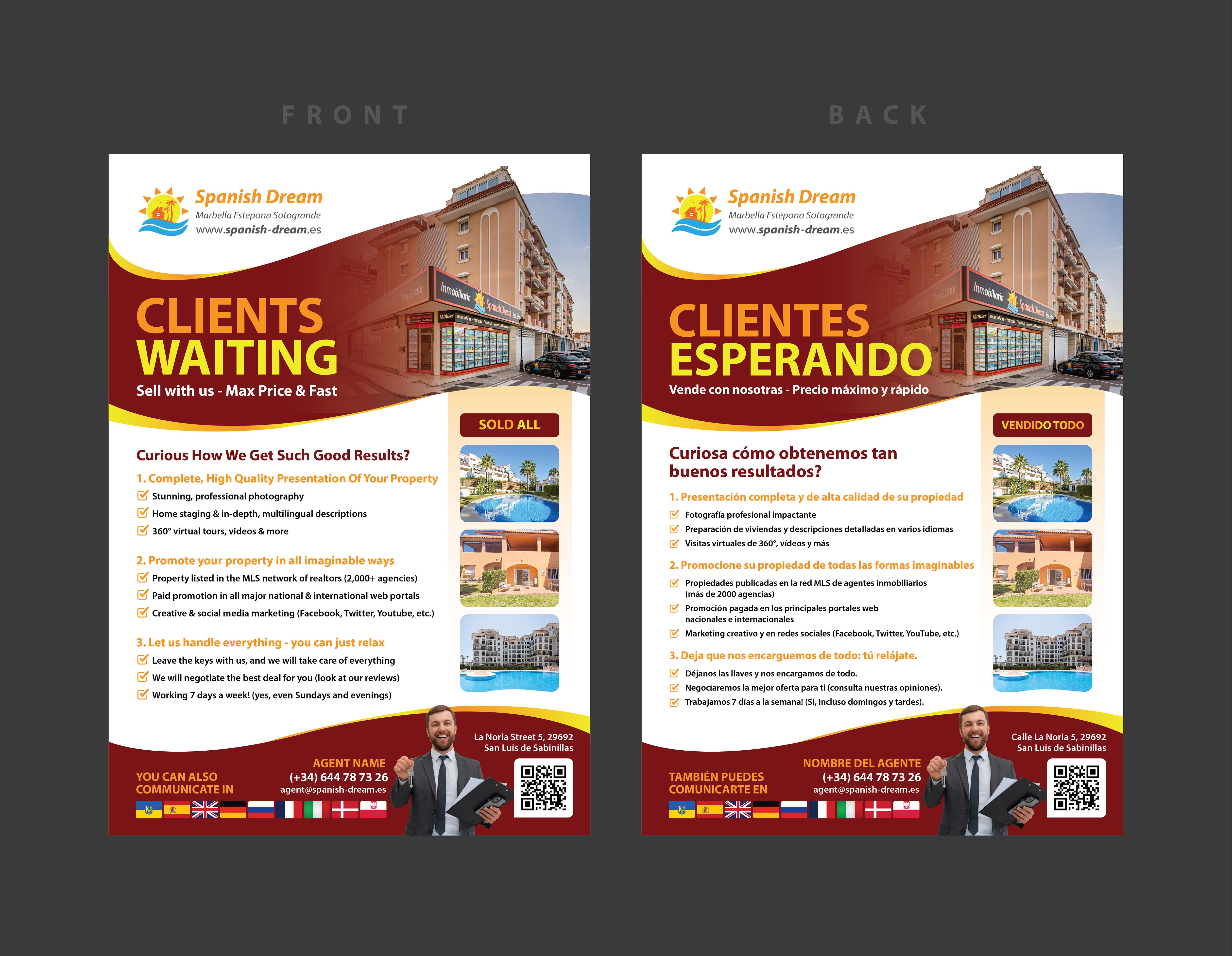 Flyer-Design von 3Guys für Spanish Dream Real Estate S.L., B75628917 | Design #35573805