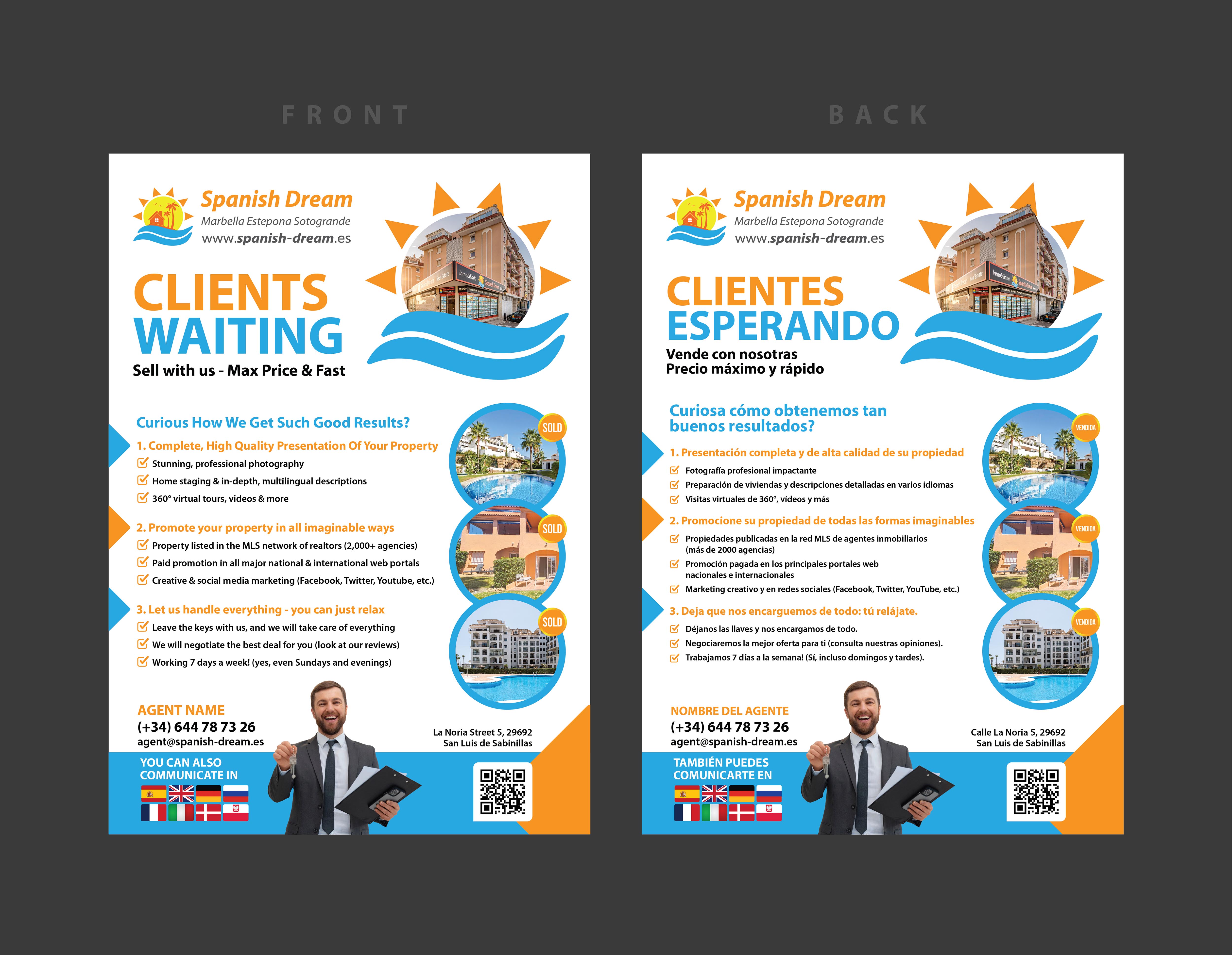 Flyer Design by 3Guys for Spanish Dream Real Estate S.L., B75628917 | Design #35578058