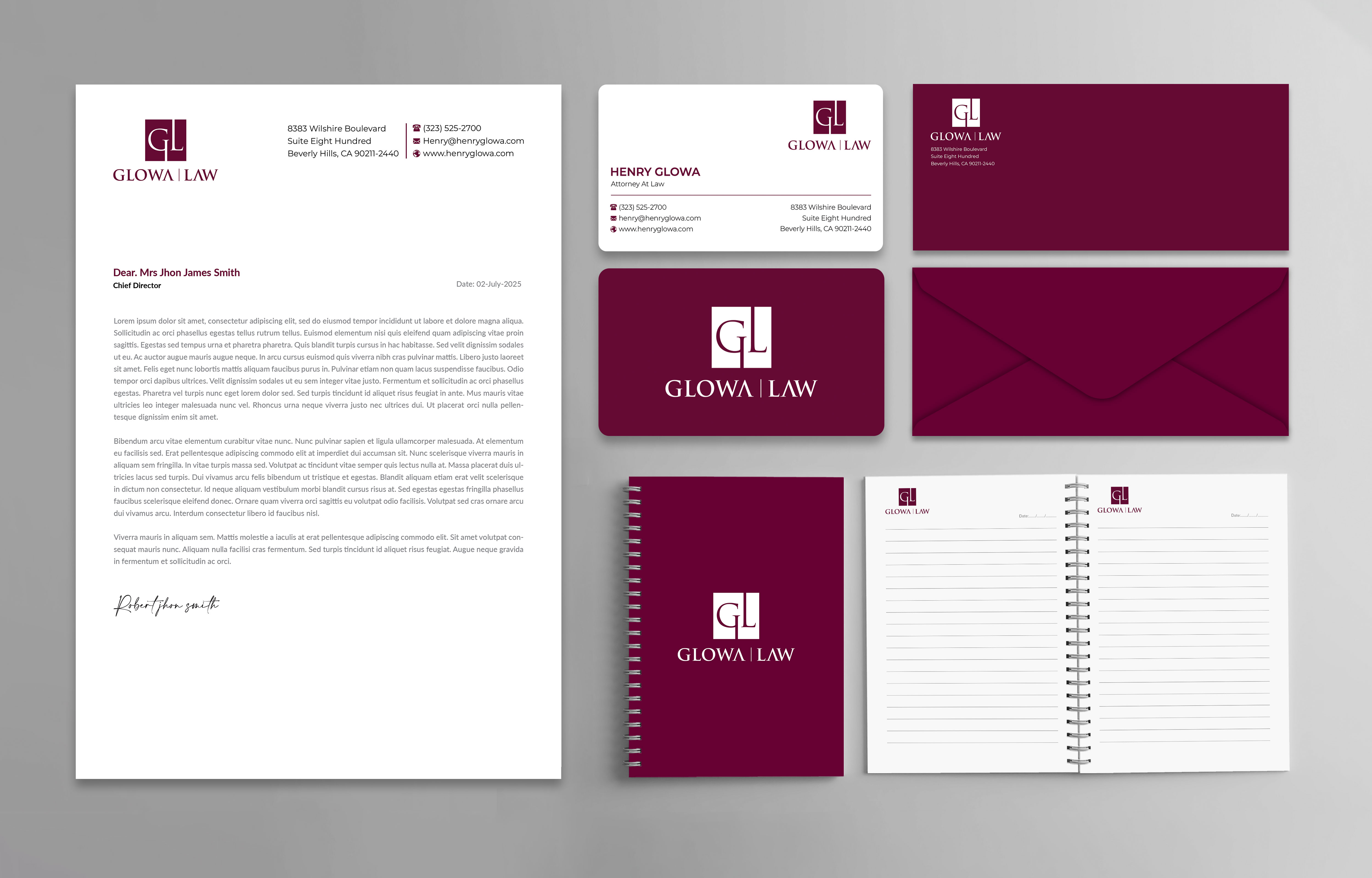 Stationery Design by Sabbir_2025 for The Law Office of Henry Glowa | Design #35609456