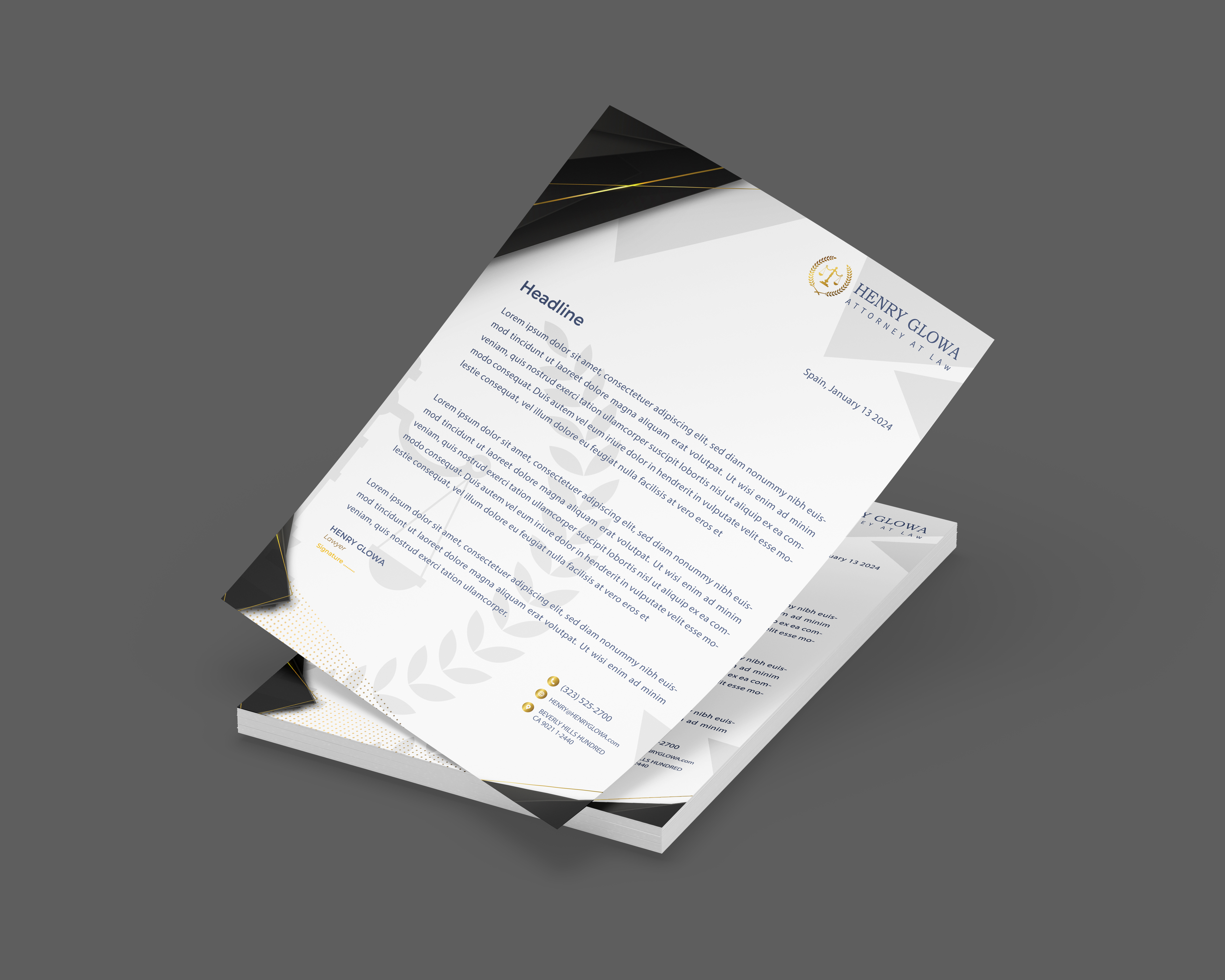 Stationery Design by Design Ninja 47 for The Law Office of Henry Glowa | Design #35577347