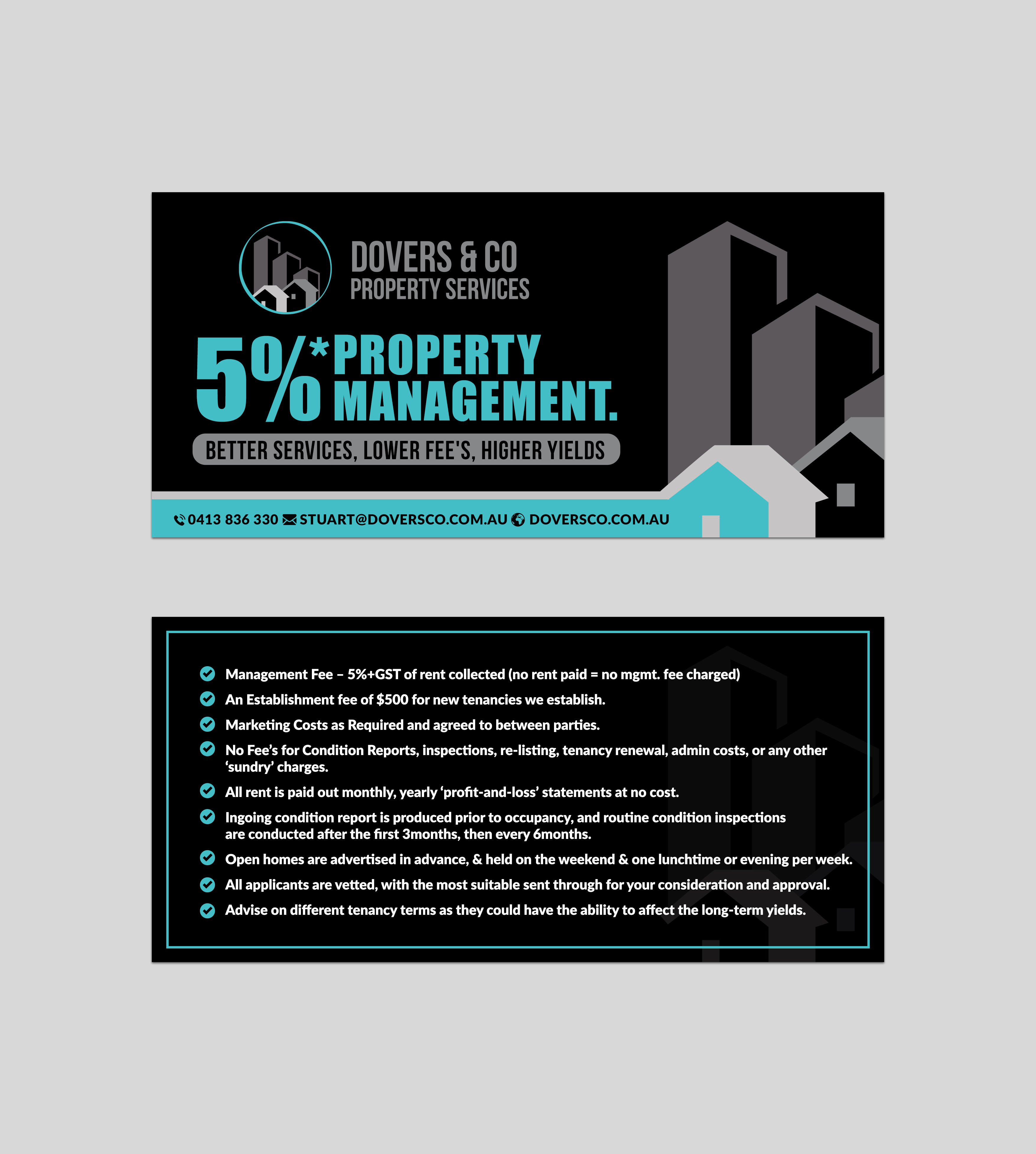 Diseño de Flyer por Sun Moon Graphic Designer para Dovers & Co Property Services | Diseño #35574610