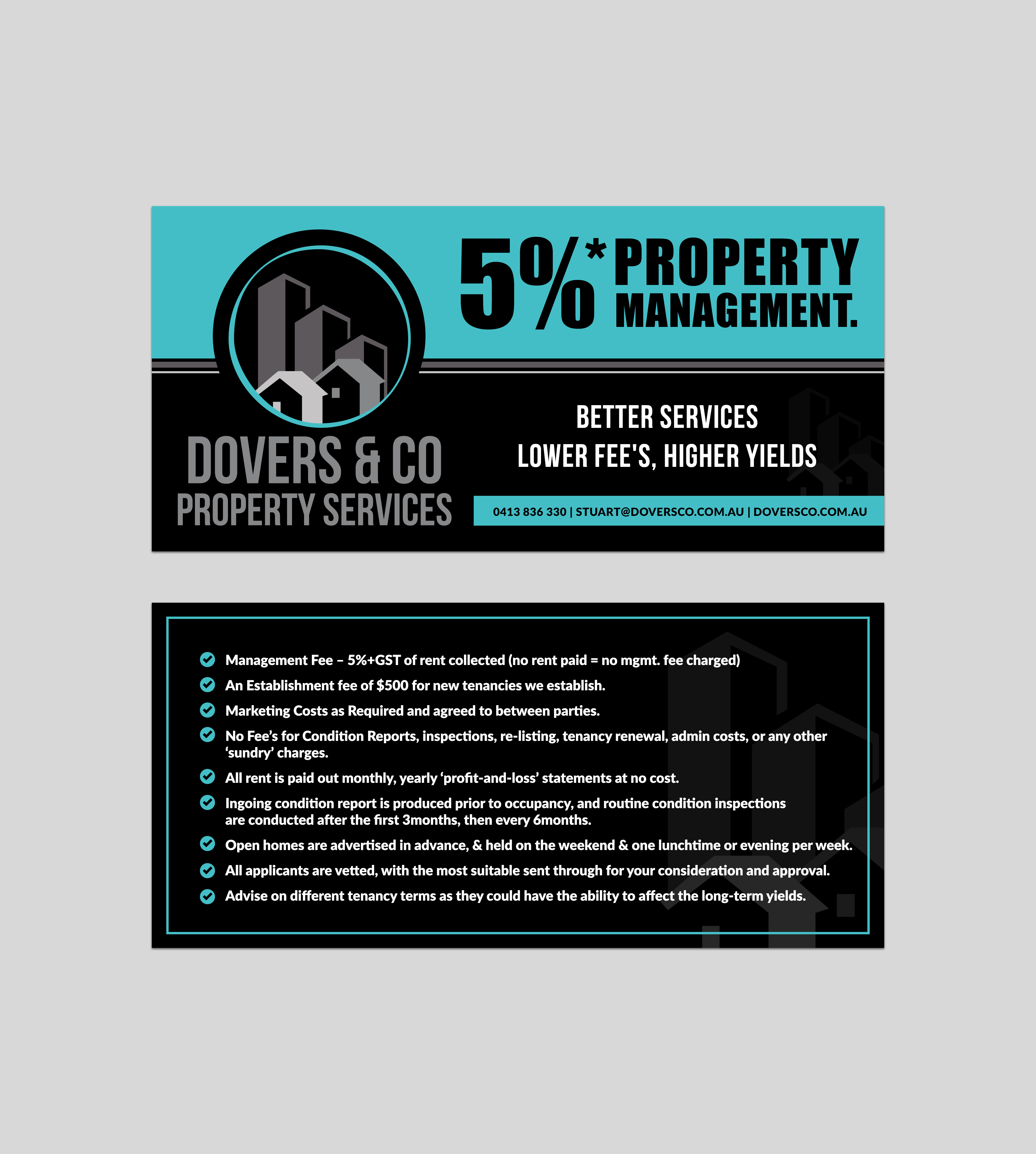Diseño de Flyer por Sun Moon Graphic Designer para Dovers & Co Property Services | Diseño #35574830