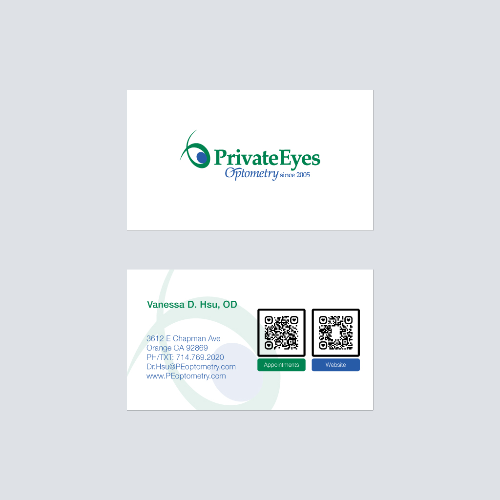 Business Card Design by JohnnyCactus for Private Eyes Optometry | Design #35626918