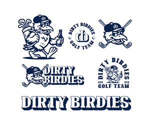 A logo/design for golf team w/ a bird, beer?, possibly smoking ...
