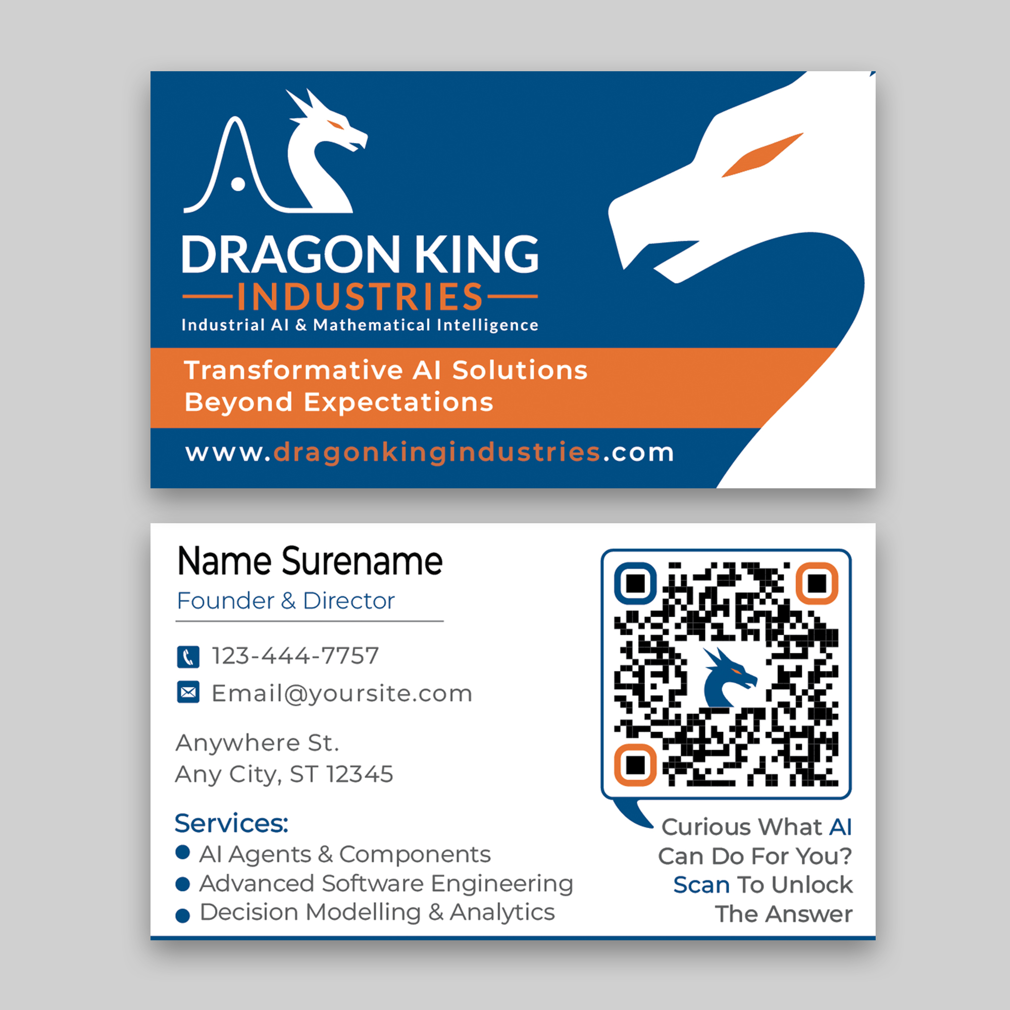 Visitenkarten-Design von Majed D für Dragon King Industries | Design #35656443