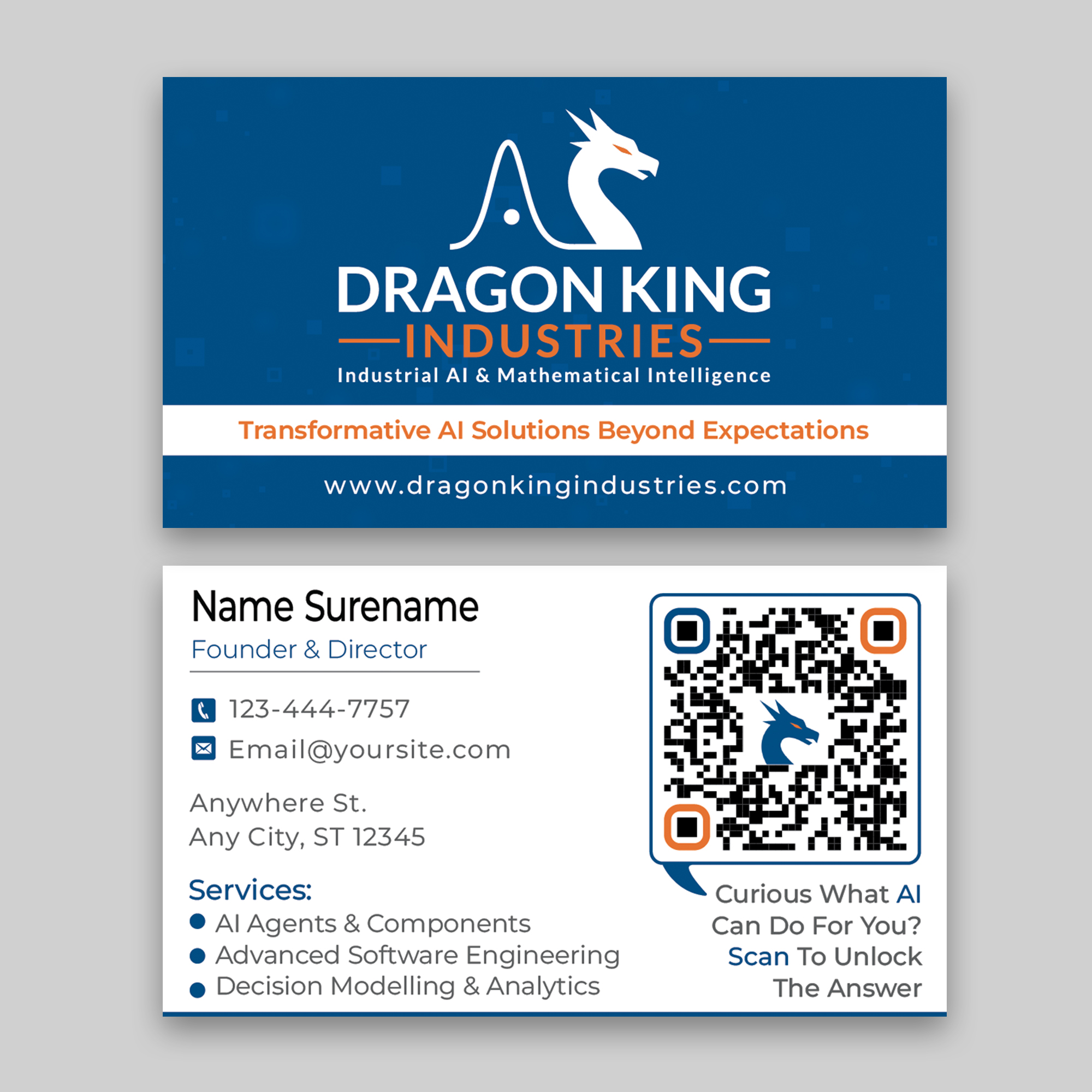 Visitenkarten-Design von Majed D für Dragon King Industries | Design #35656564