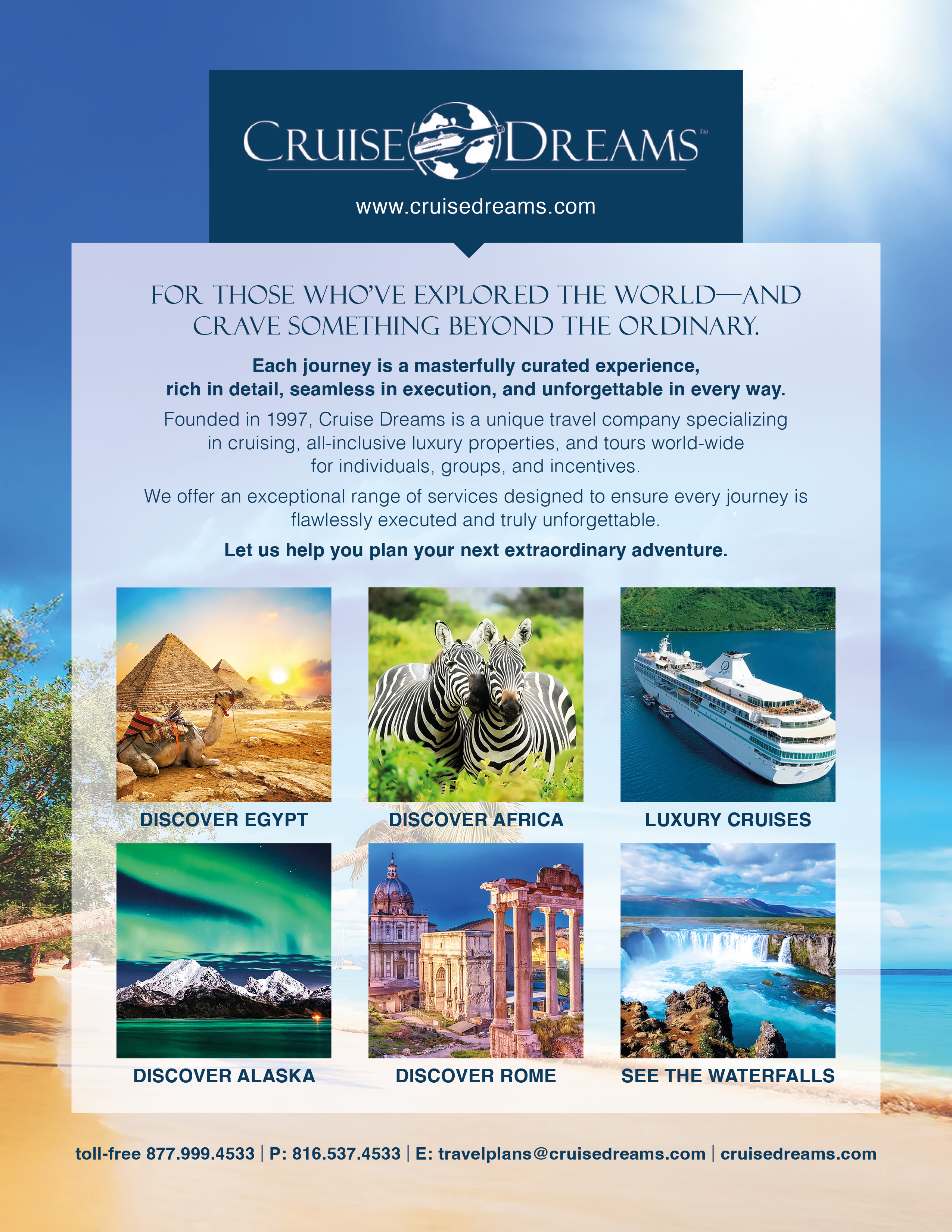 Advertisement Design by MarkoE for Cruise Dreams | Design #35691835