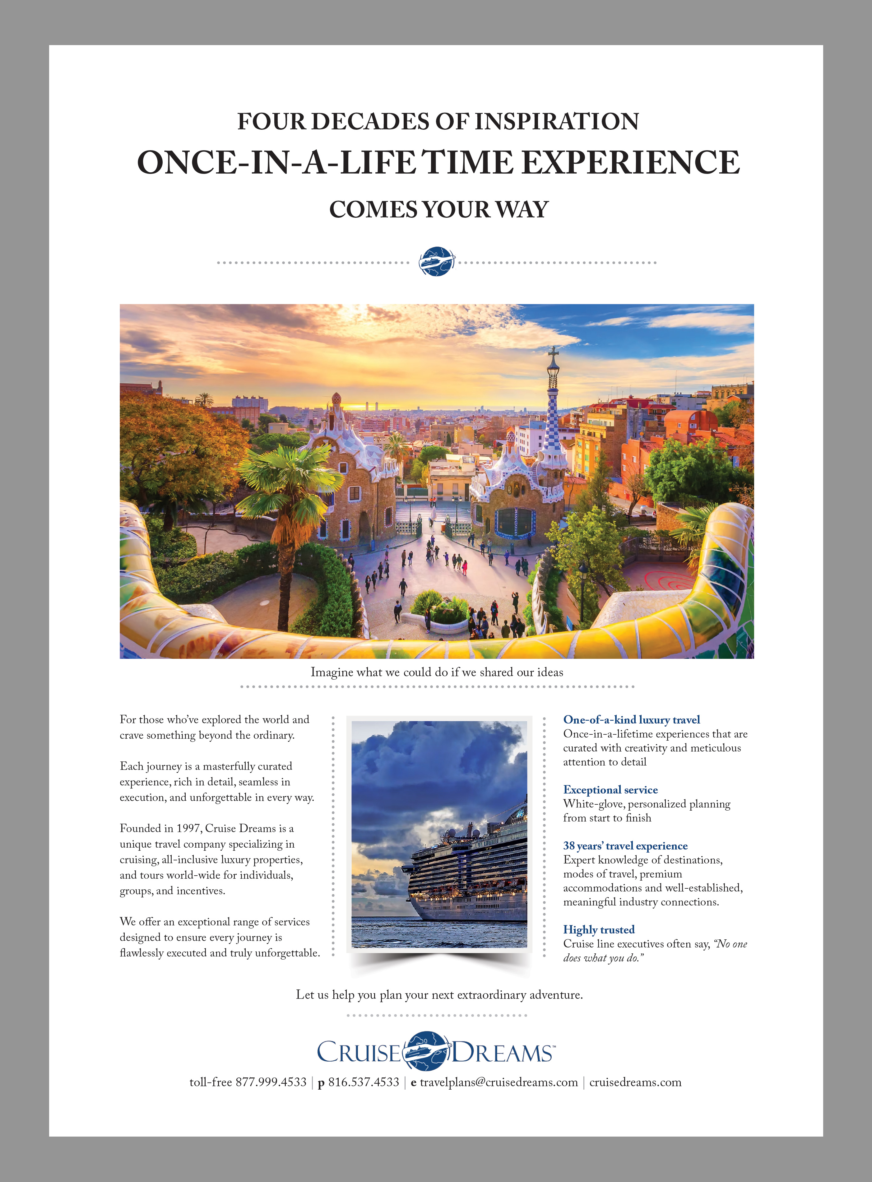 Advertisement Design by Creative D2024 for Cruise Dreams | Design #35685065