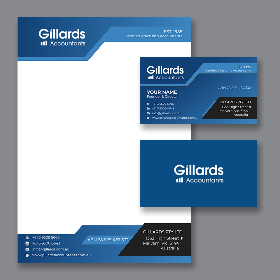 Stationery Design by YourLogoMaster for Gillards Pty Ltd | Design #35690972