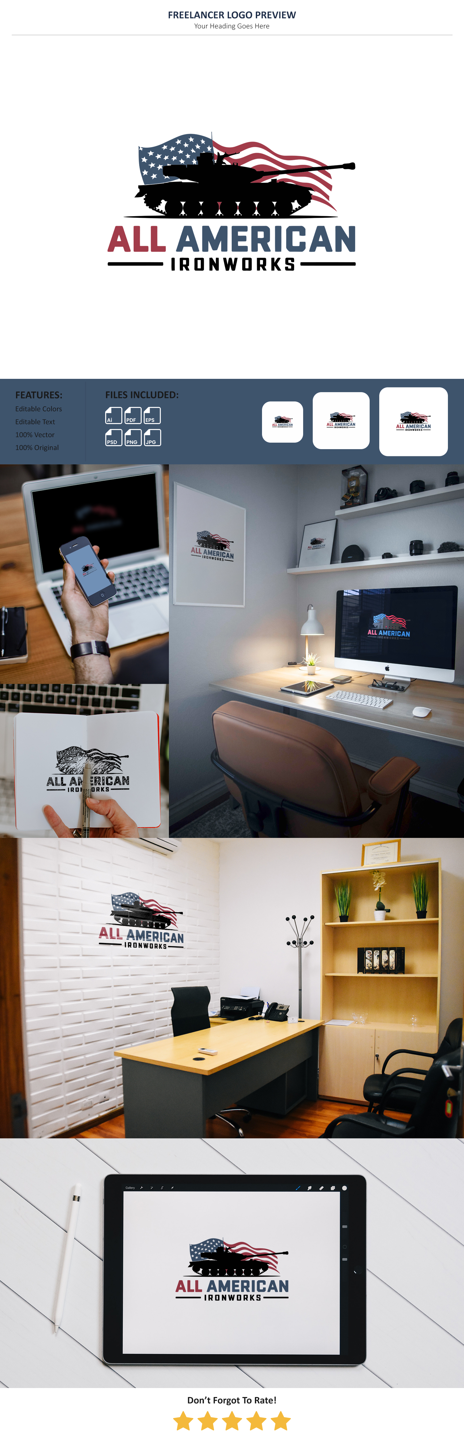 Design de Logo par VectorForge pour All American Ironworks and Ornamental Metals LLC | Design #35691248