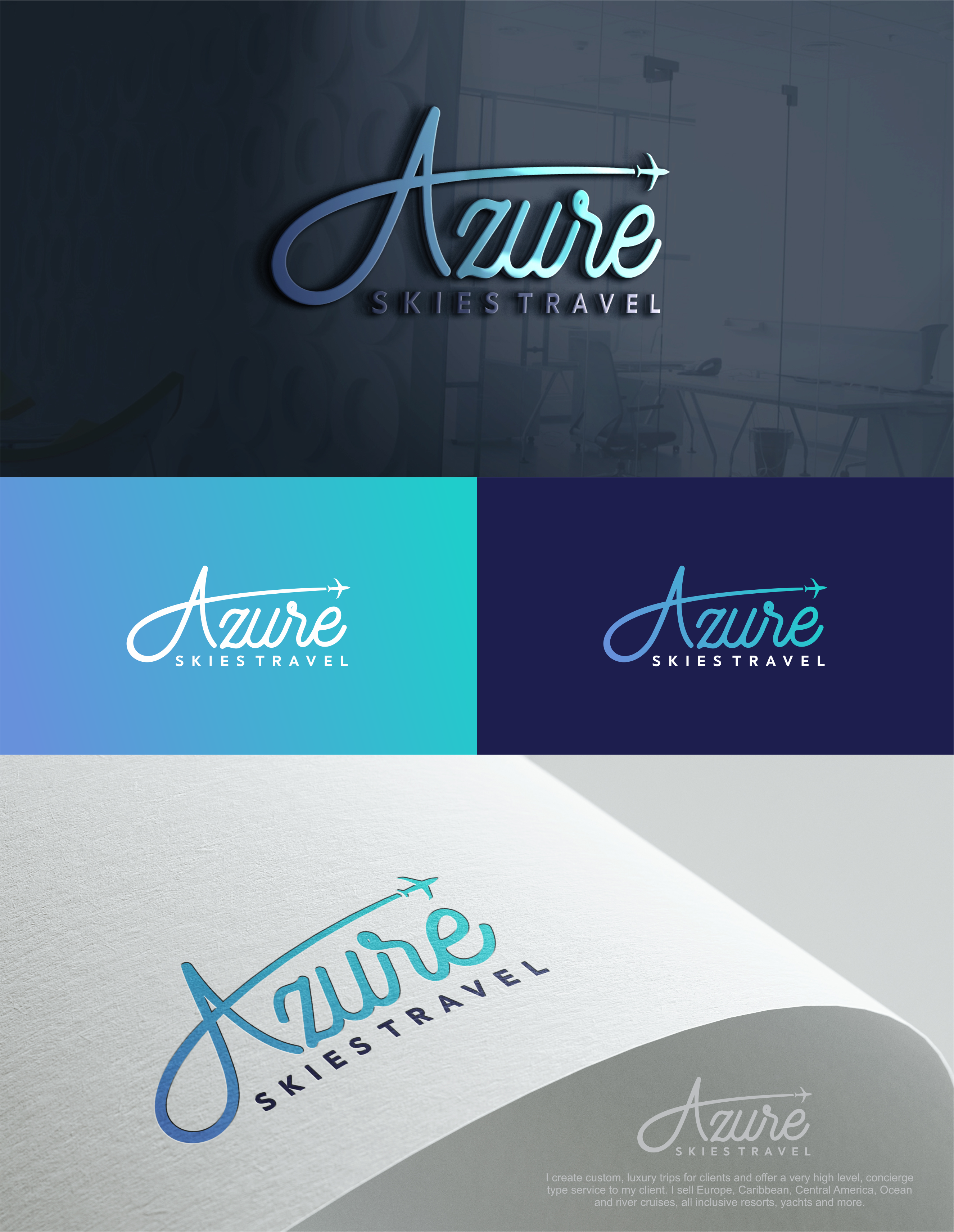 Logo Design by melzh for Azure Skies Travel | Design #35749507