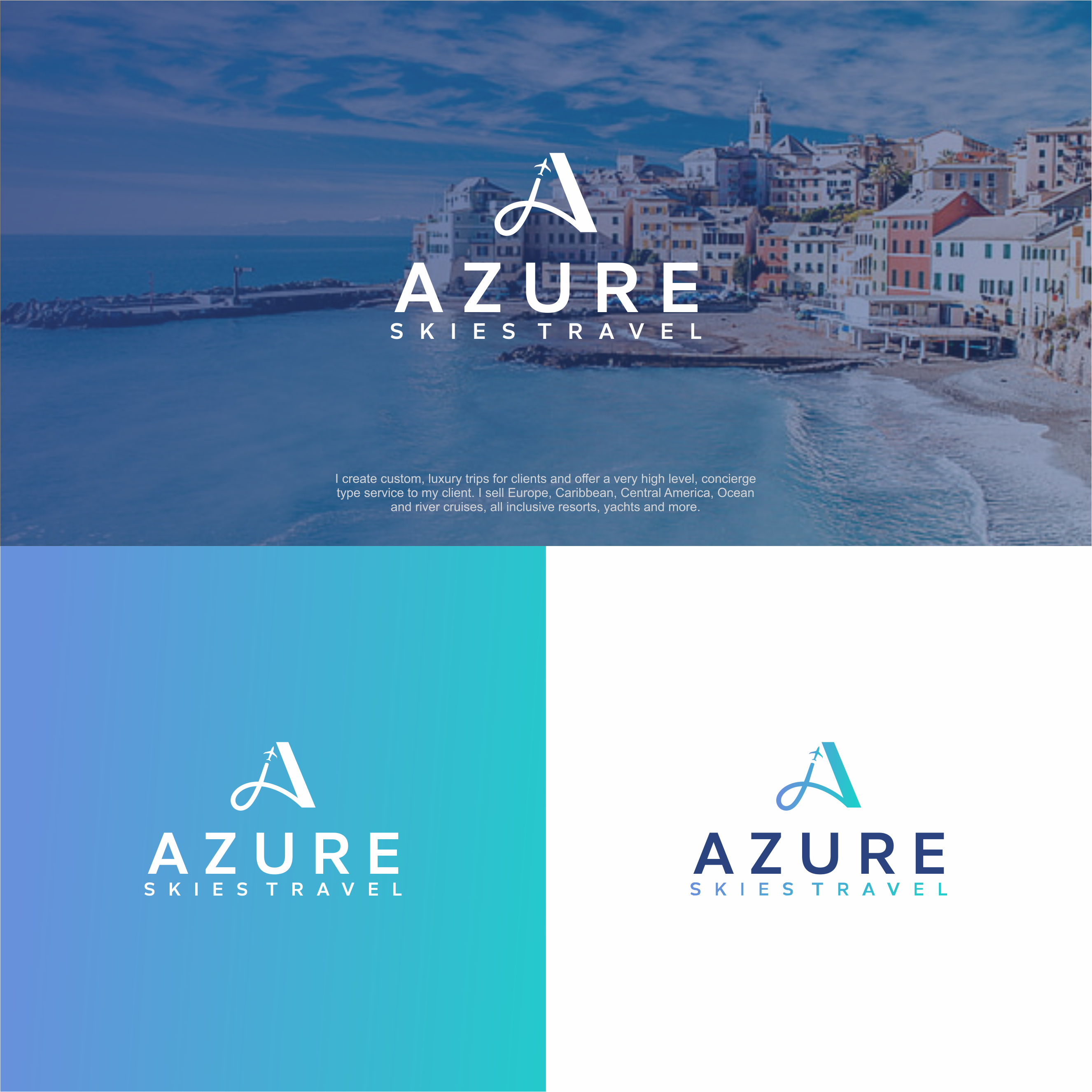Logo Design by melzh for Azure Skies Travel | Design #35750235