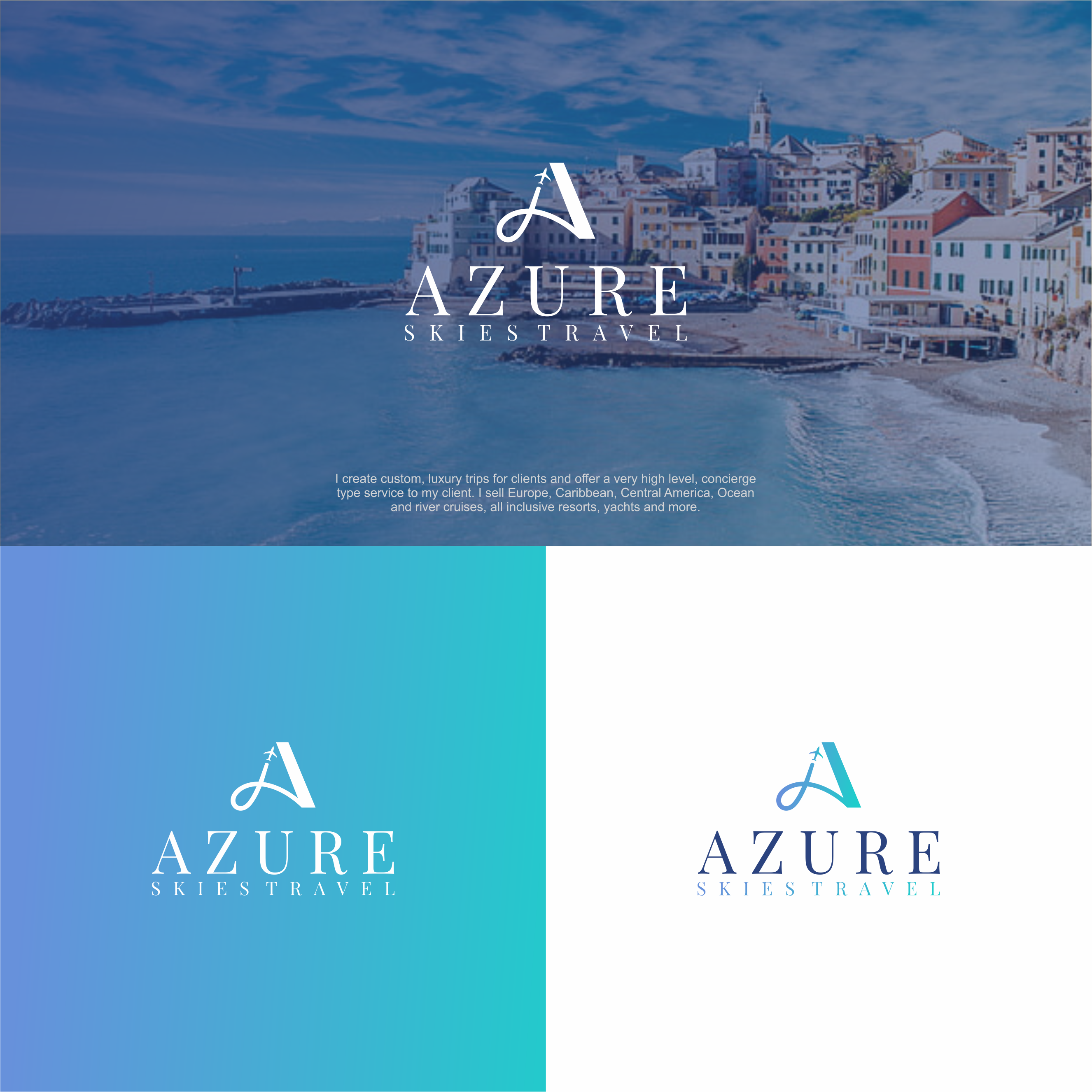 Logo Design by melzh for Azure Skies Travel | Design #35806815