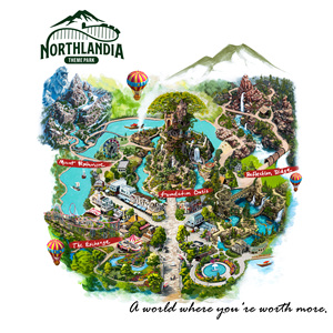 Disney Inspired Theme Park Map with 4 Key Rides