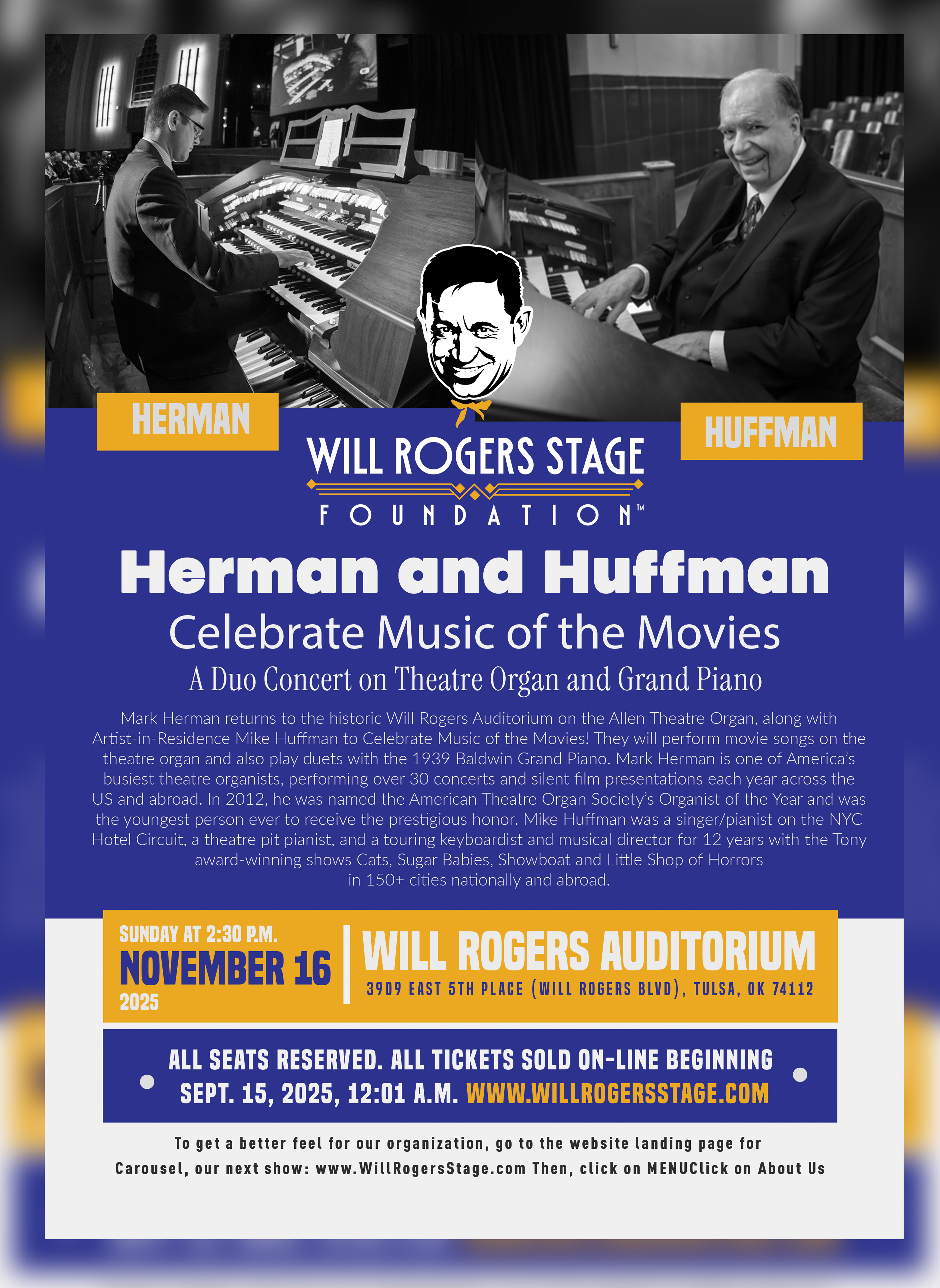 Poster Design by Osama Soliman for Will Rogers Stage Foundation, Inc. | Design #35830267
