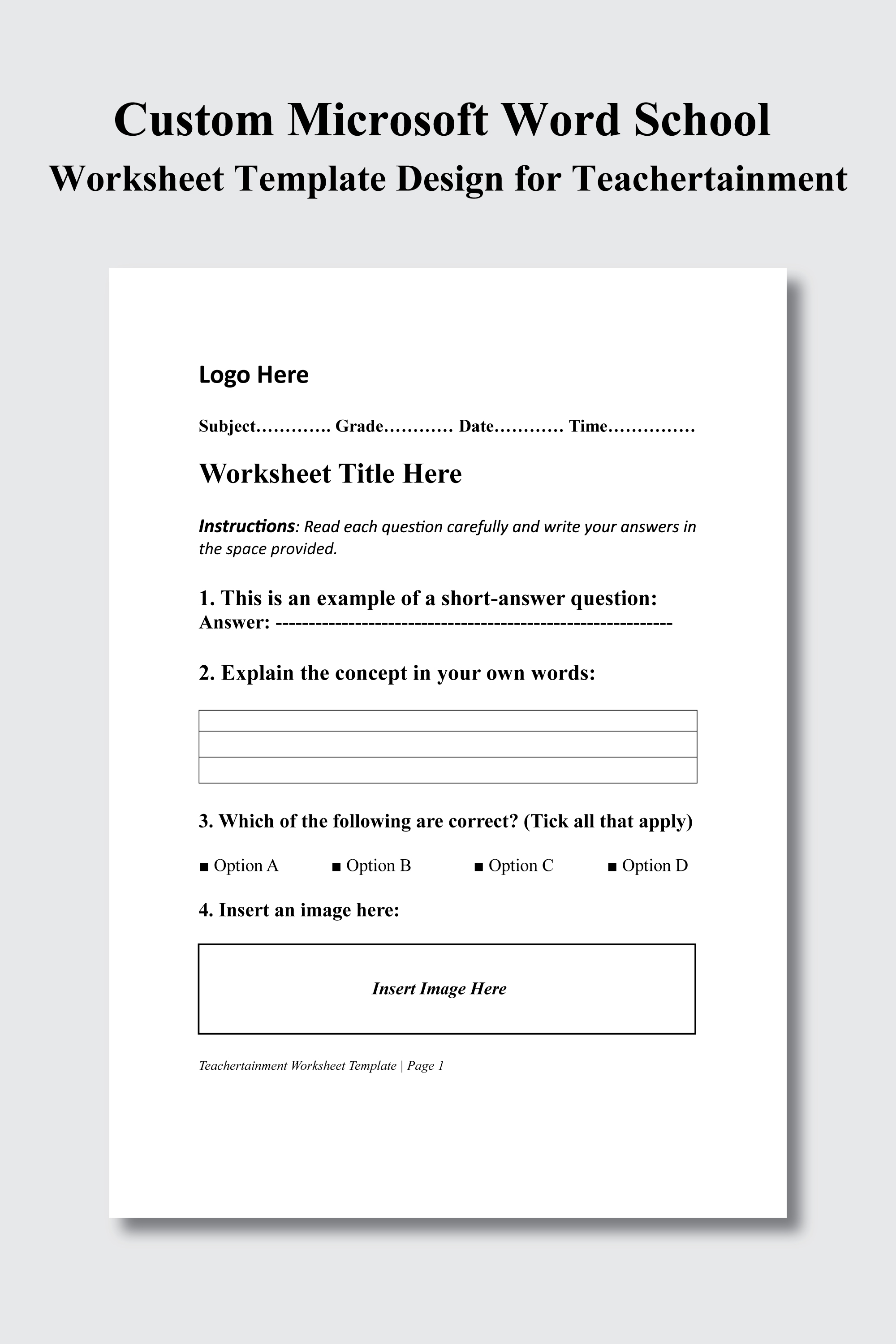 Word Template Design by grappikstar for Teachertainment | Design #35833398