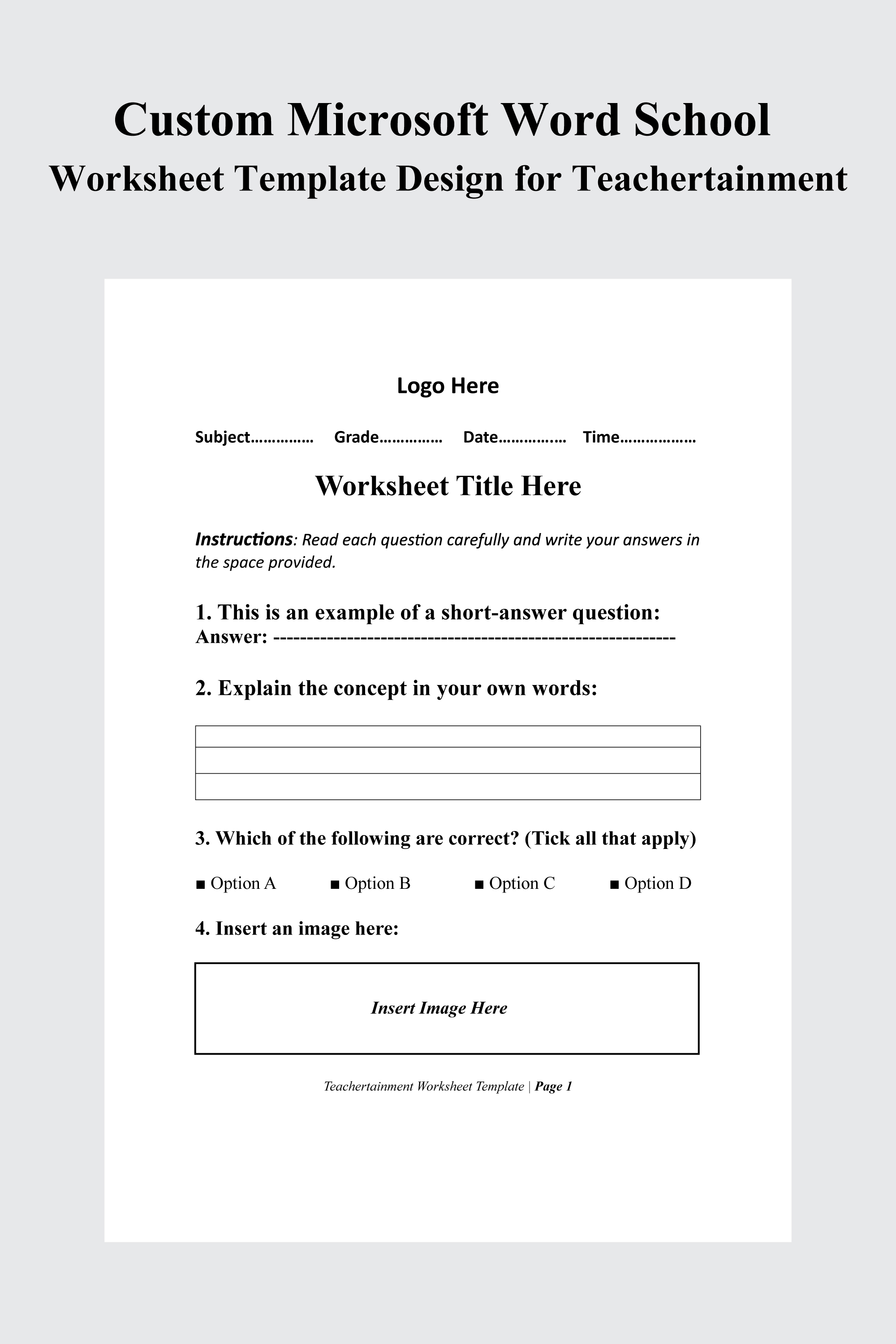 Word Template Design by grappikstar for Teachertainment | Design #35834456