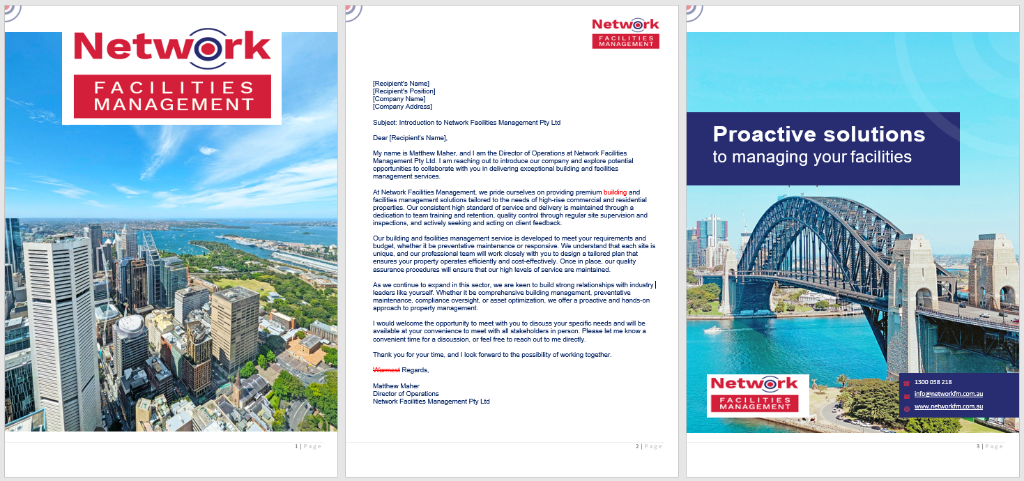 Word Template Design by Soonia for Network Facilities Management | Design #35866009