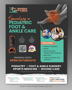 Design de Flyer par D Creative pour Frederick Foot & Ankle | Design : #35857063
